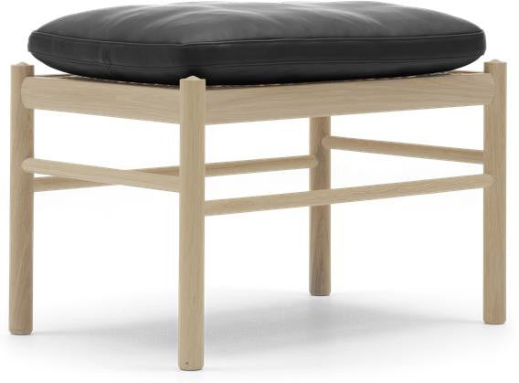 [product_category]-Carl Hansen Ow149 F Footstool For Colonial Chair, White Oil Oak/Black Leather-Carl Hansen-5714413611177-ow149f-thor301-whiteoiledoak-CAR-1