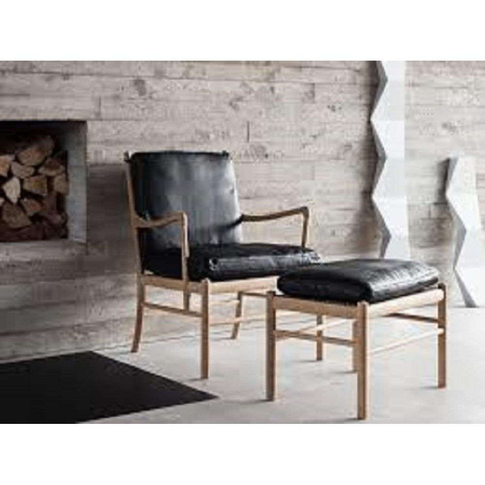 [product_category]-Carl Hansen Ow149 F Footstool For Colonial Chair, White Oil Oak/Black Leather-Carl Hansen-5714413611177-ow149f-thor301-whiteoiledoak-CAR-3