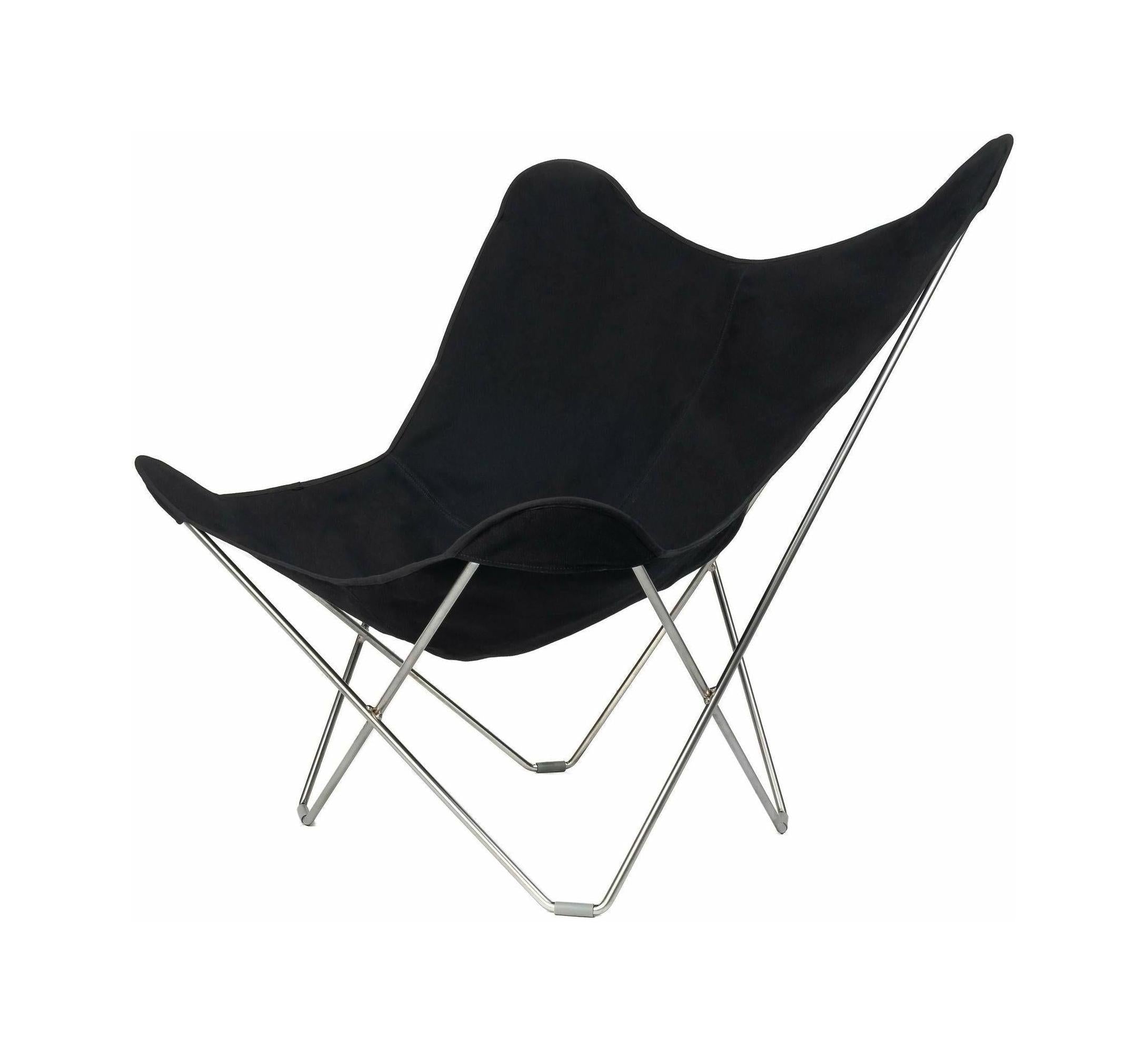 [product_category]-Cuero Cotton Canvas Mariposa Chair, Black With Chrome Frame-Cuero-7340172612155-Cot-Can-Mar-Ind-Blk-ChroFr-CUE-1