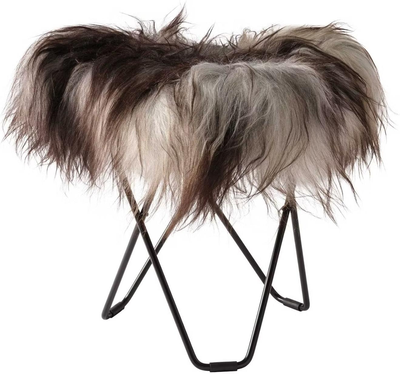 Cuero Iceland Flying Goose Stool, Wild Grey/Black