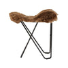 Cuero Iceland Flying Goose Stool, Shorn Brown/Black