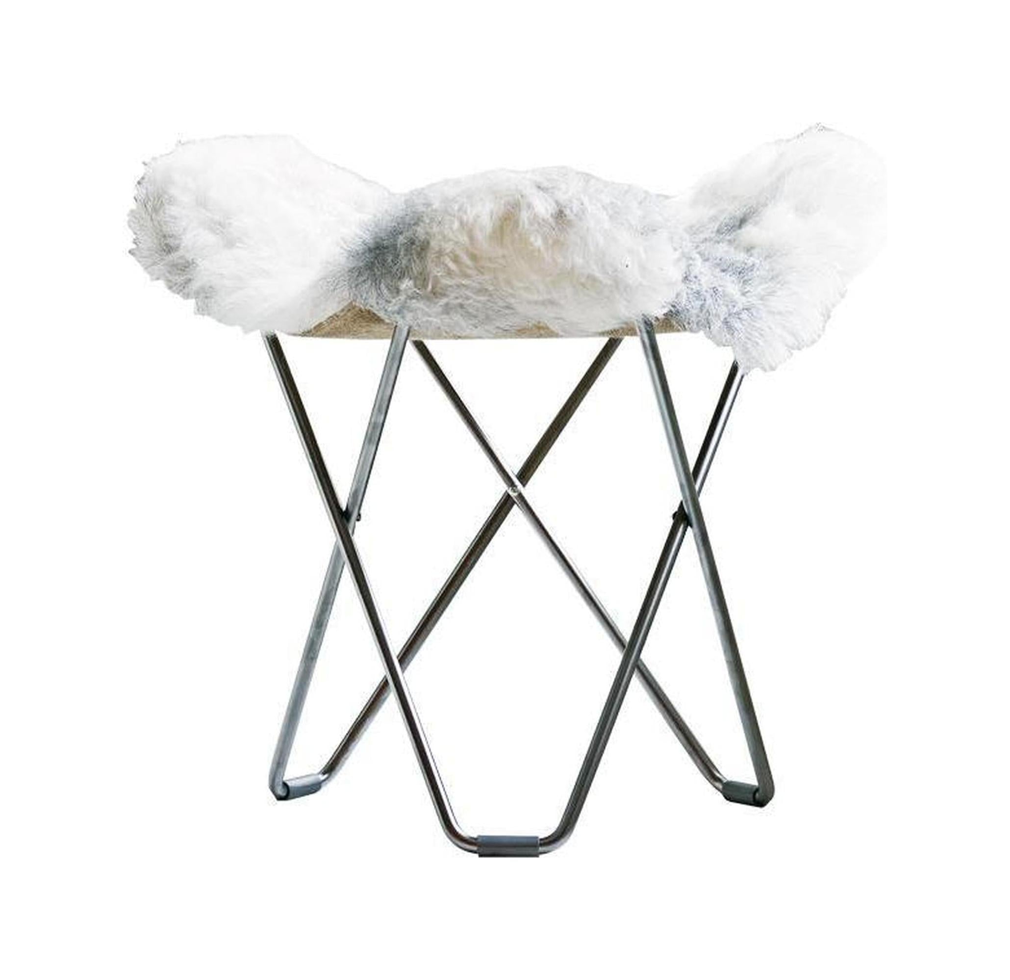 [product_category]-Cuero Iceland Flying Goose Stool, Shorn Grey/Chrome-Cuero-7340172614685-1468-CUE-1