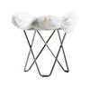 Cuero Iceland Flying Goose Stool, Shorn Grey/Chrome