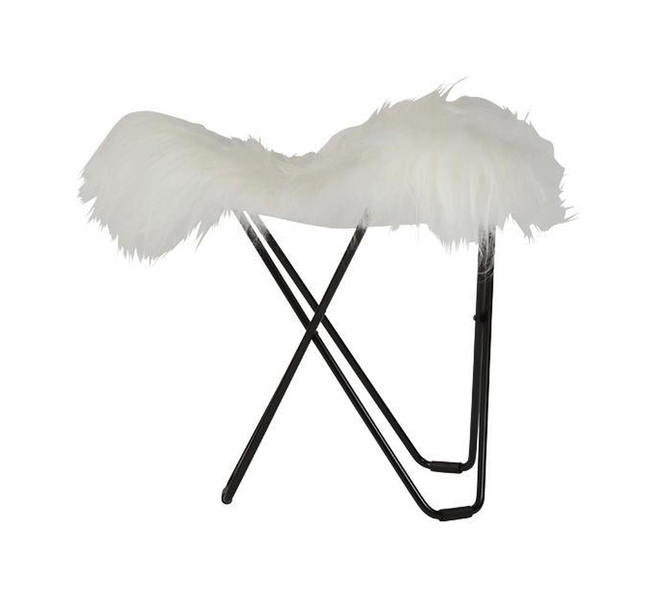 [product_category]-Cuero Iceland Flying Goose Stool, Shorn White/Black-Cuero-7340172614555-1455-CUE-1