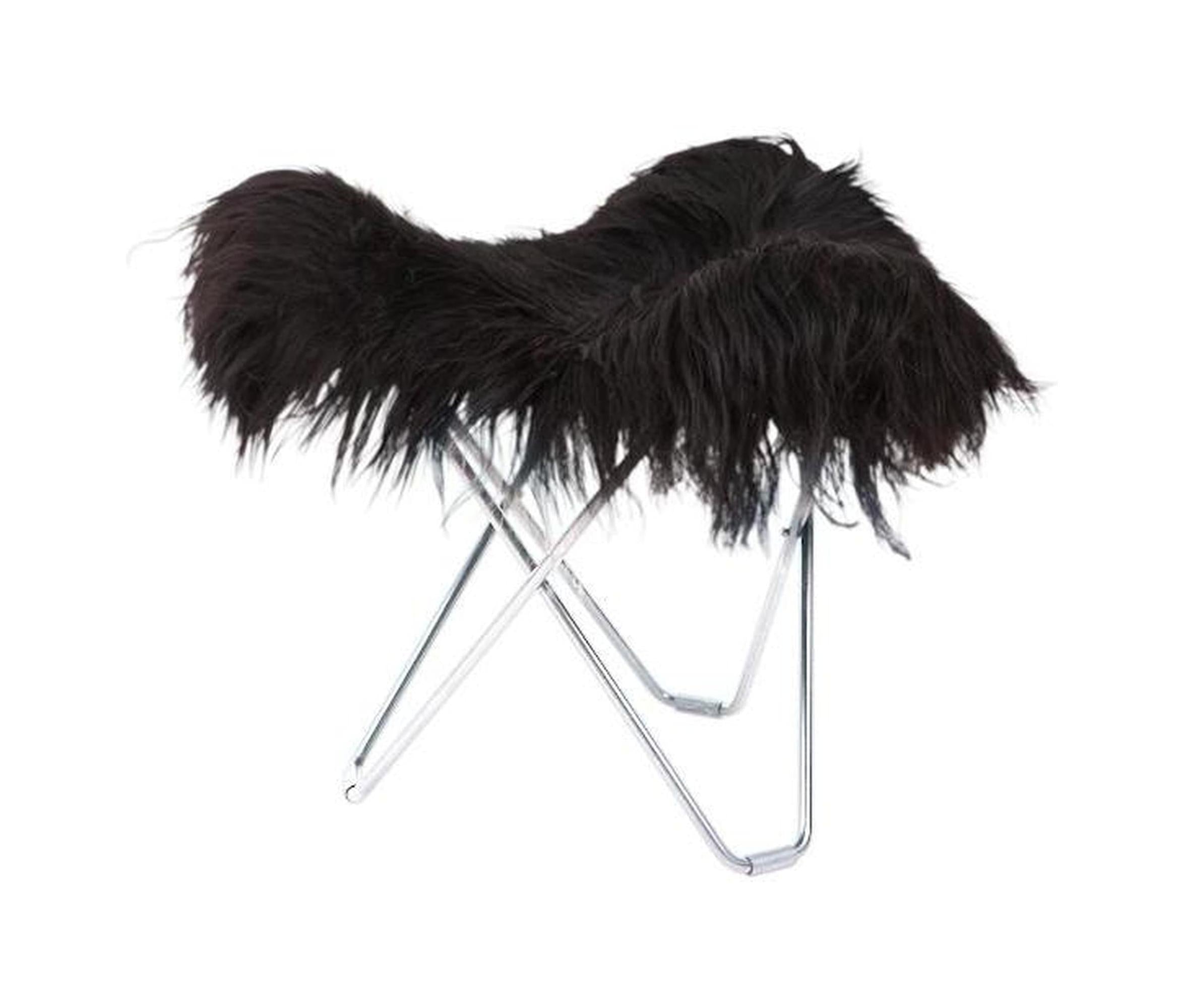 [product_category]-Cuero Iceland Flying Goose Stool, Wild Black/Chrome-Cuero-7340172614715-1471-CUE-1