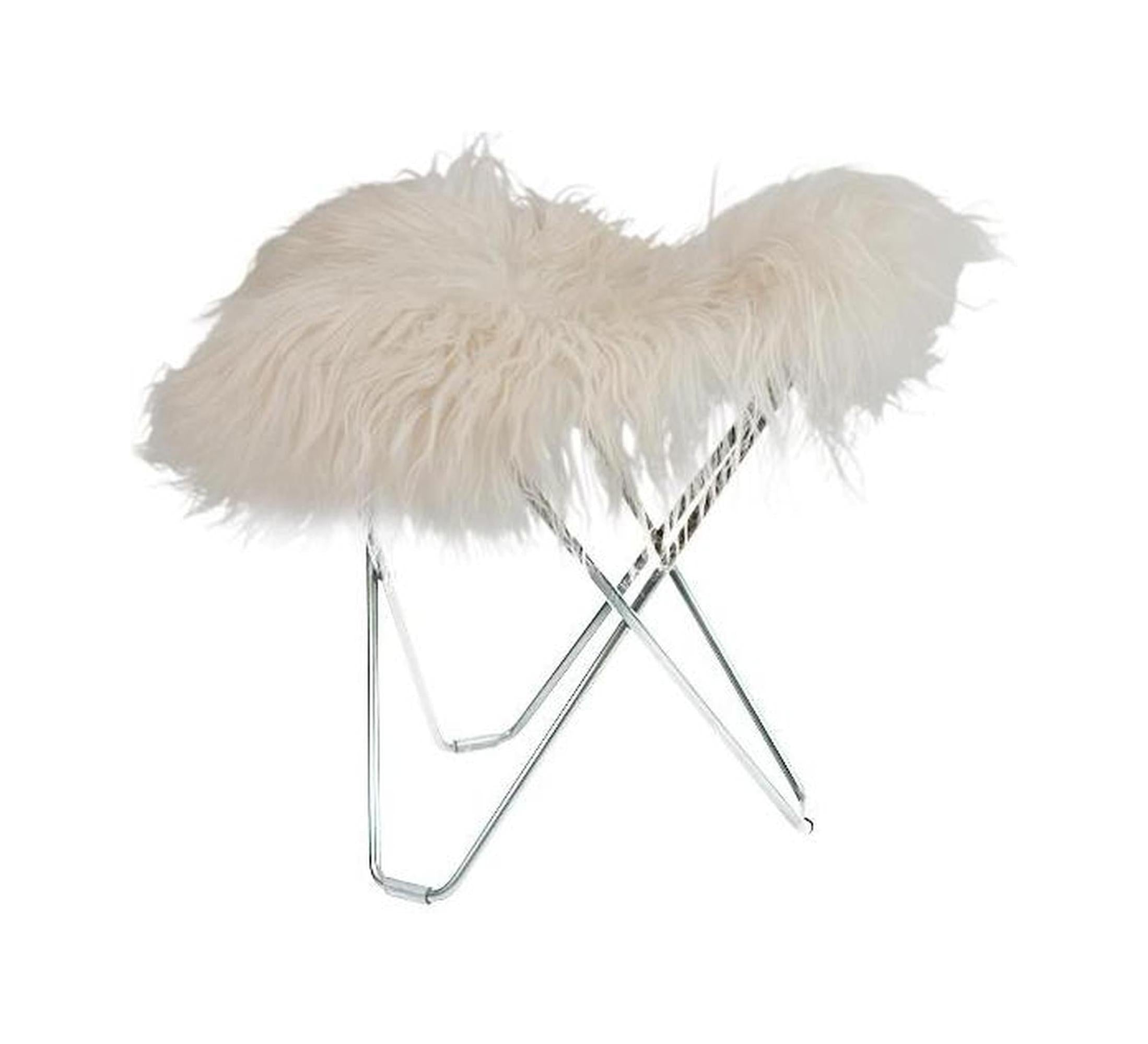 [product_category]-Cuero Iceland Flying Goose Stool, Wild White/Chrome-Cuero-7340172614593-1459-CUE-1