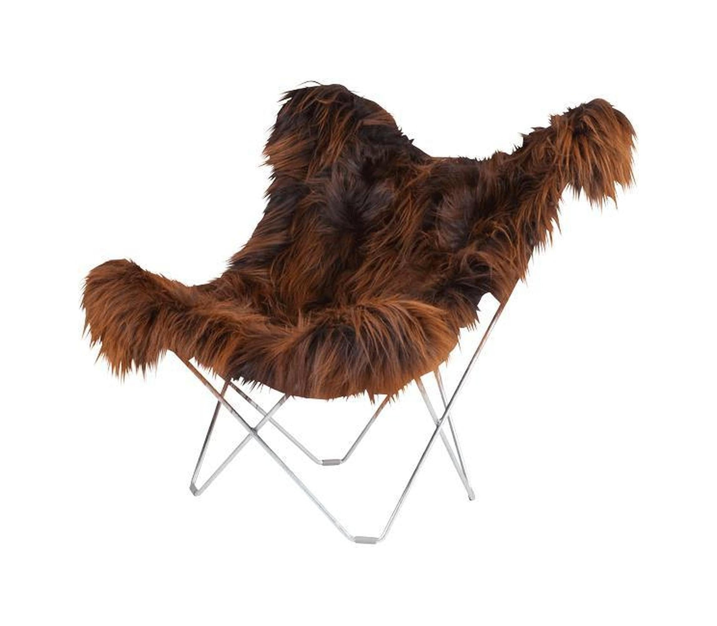 [product_category]-Cuero Iceland Mariposa Butterfly Chair, Brown/Chrome-Cuero-7340172611479-1147-CUE-1