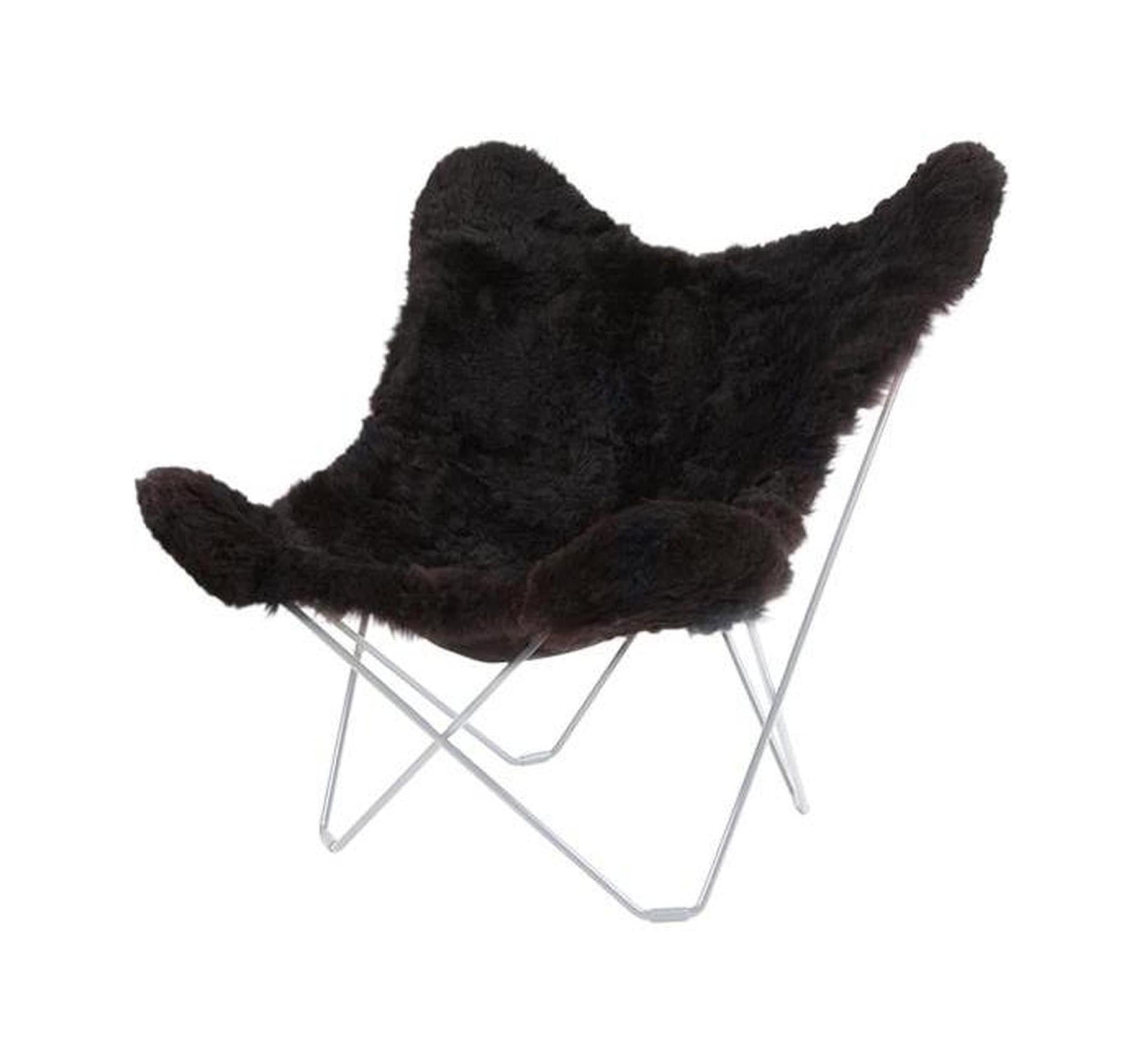 [product_category]-Cuero Iceland Mariposa Butterfly Chair, Shorn Black/Chrome-Cuero-7340172611172-1117-CUE-1