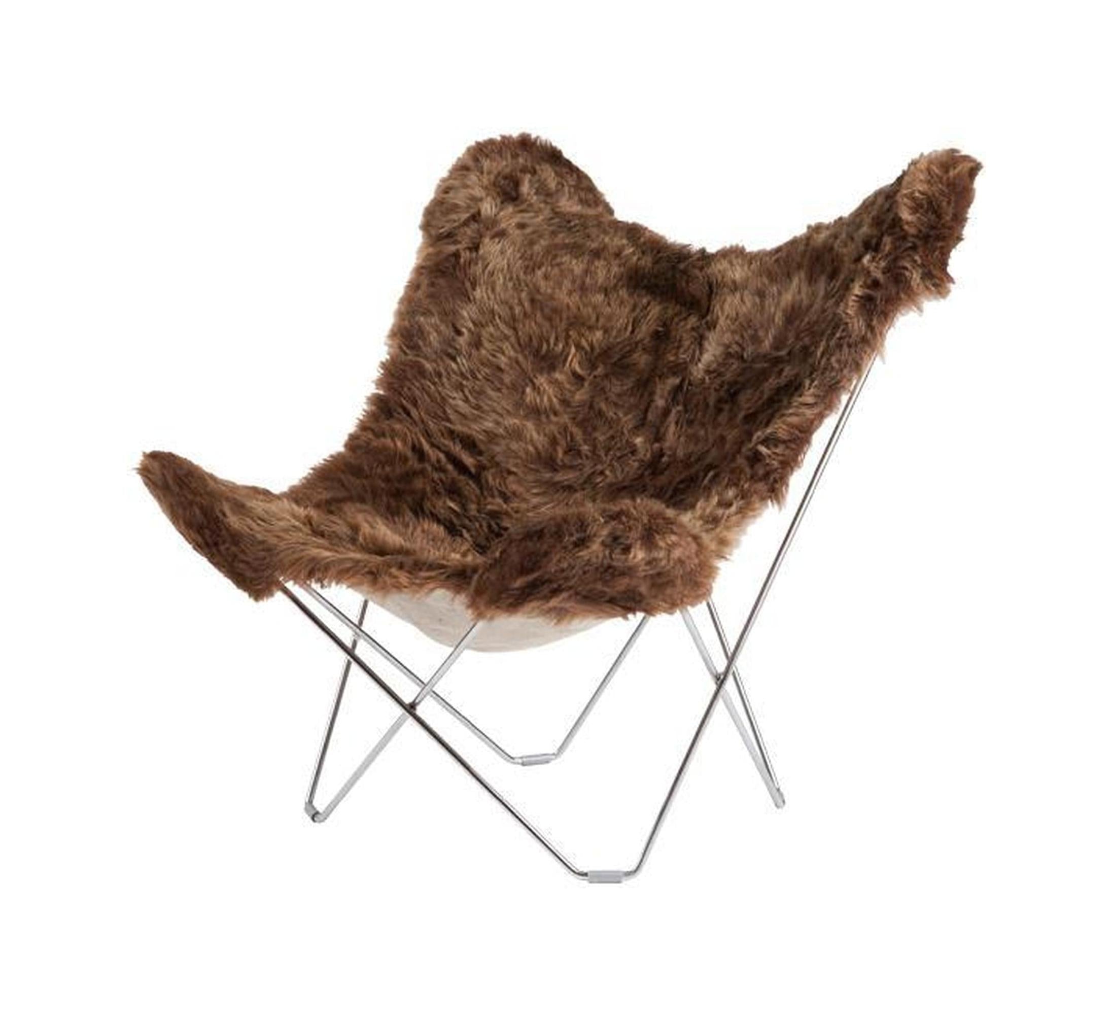 [product_category]-Cuero Iceland Mariposa Butterfly Chair, Shorn Brown/Chrome-Cuero-7340172611578-1157-CUE-1