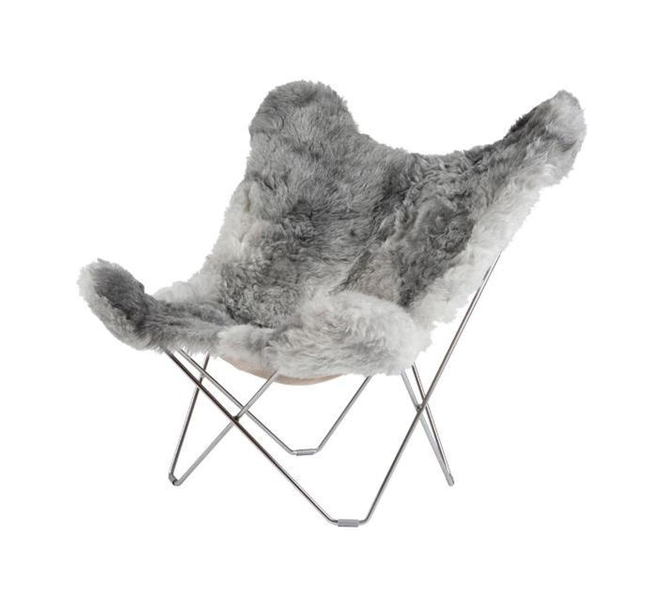[product_category]-Cuero Iceland Mariposa Butterfly Chair, Shorn Grey/Chrome-Cuero-7340172611226-1122-CUE-1