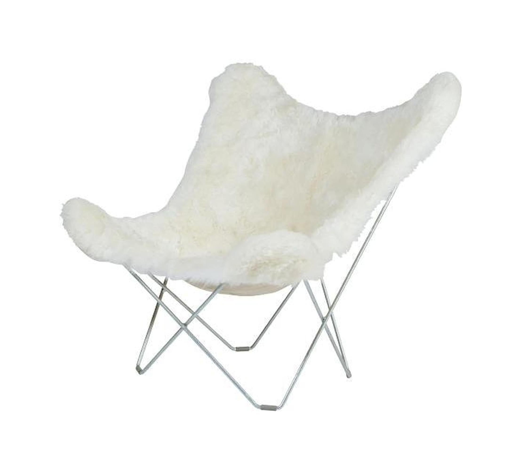 [product_category]-Cuero Iceland Mariposa Butterfly Chair, Shorn White/Chrome-Cuero-7340172611028-1102-CUE-1