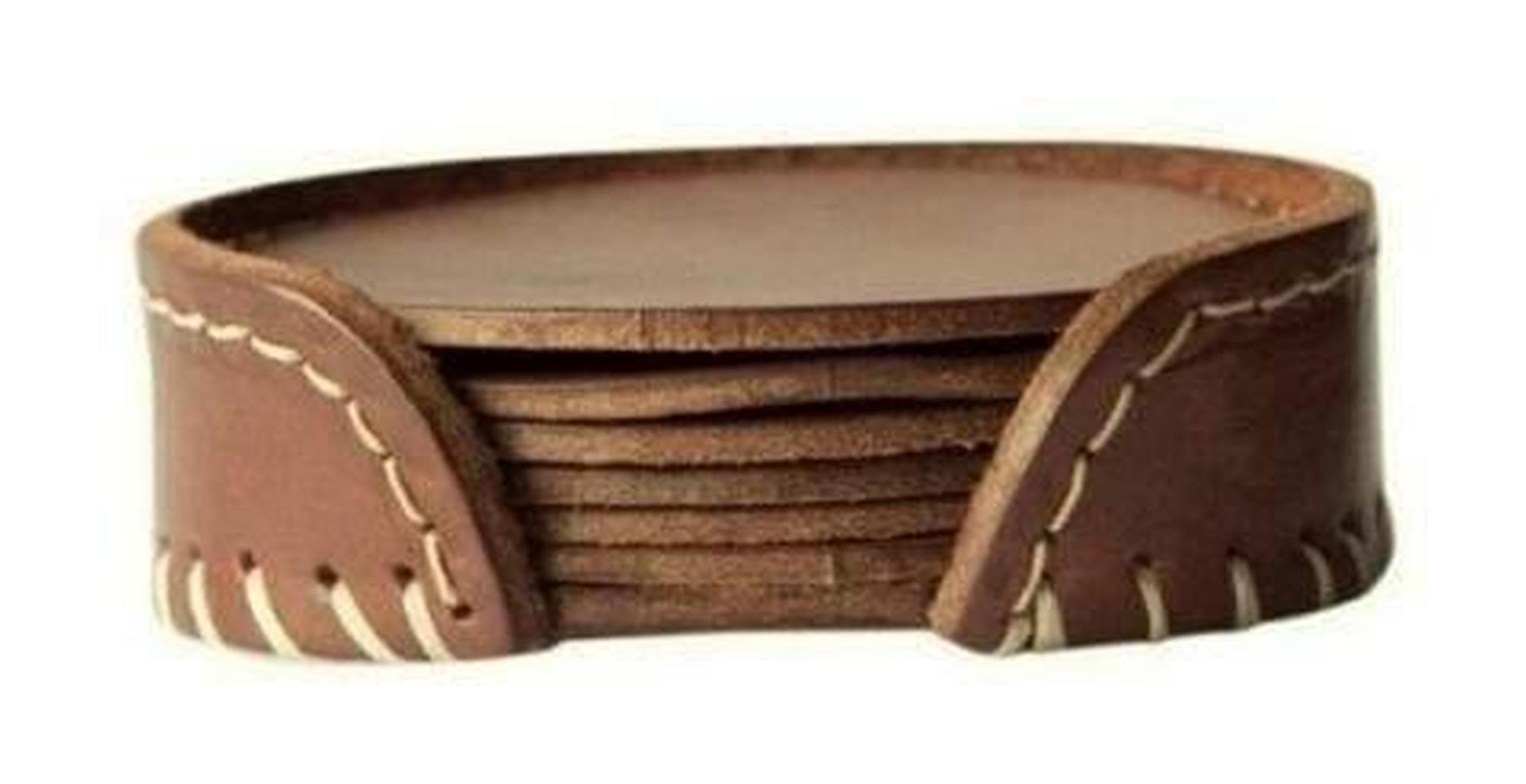 [product_category]-Cuero Pampa Coaster Set, Chocolate-Cuero-7340172617228-x81167-CUE-1