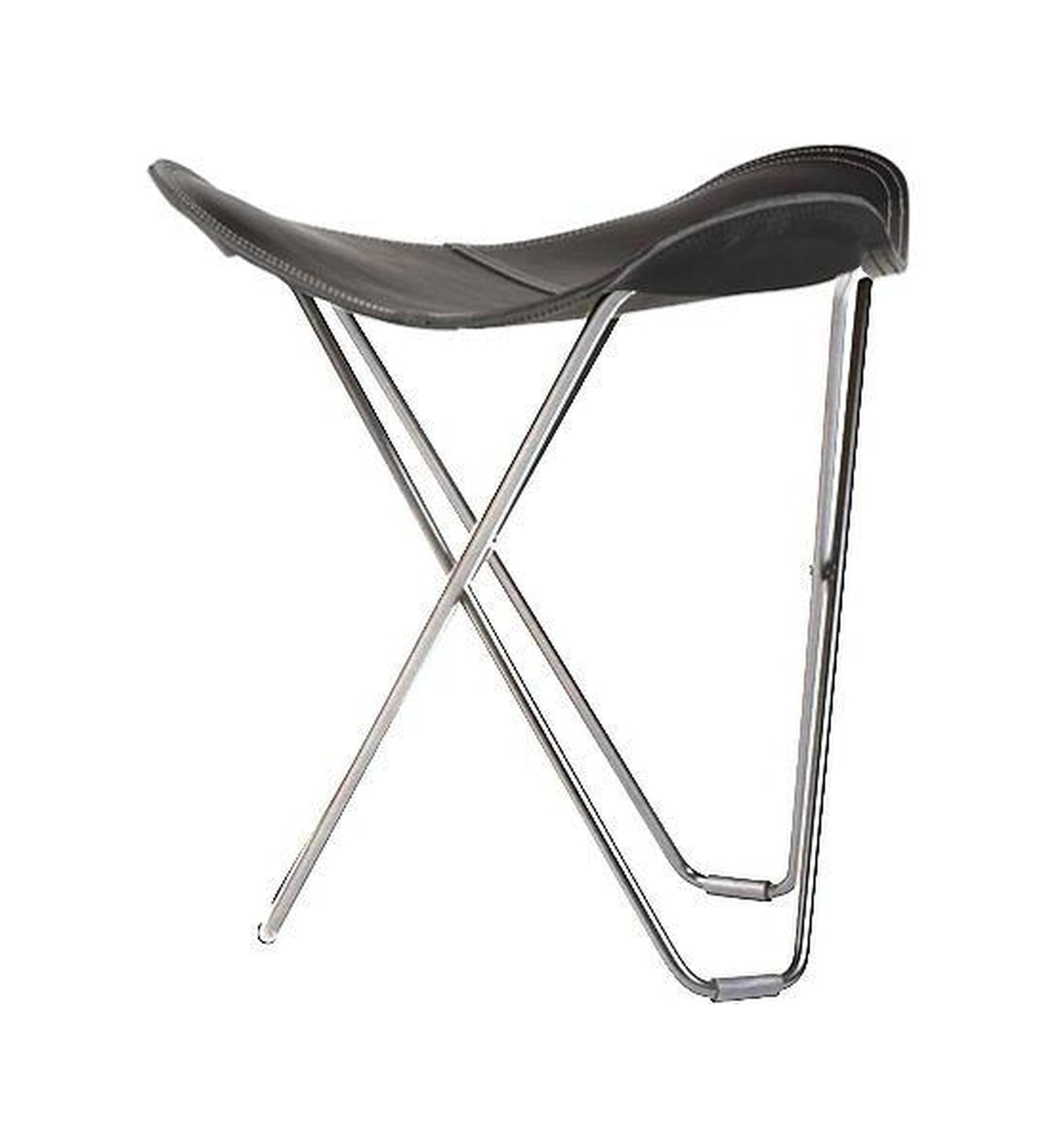 [product_category]-Cuero Pampa Flying Goose Stool, Black/Chrome-Cuero-7340172614234-1423-CUE-1