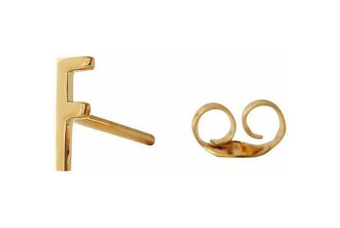 [product_category]-Design Letters Earring With Letter, Gold, F-Design Letters-5710498973131-90401001F-DES-1