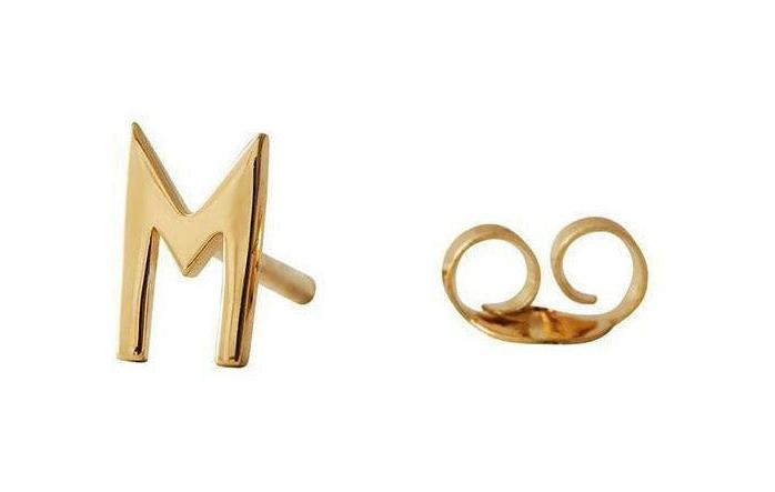 [product_category]-Design Letters Earring With Letter, Gold, M-Design Letters-5710498973209-90401001M-DES-1