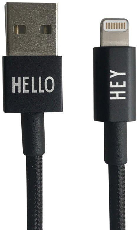 [product_category]-Design Letters Mycable I Phone Charging Cable Hey/Hello, Black-Design Letters-5710498152659-60201014BLACK-DES-1