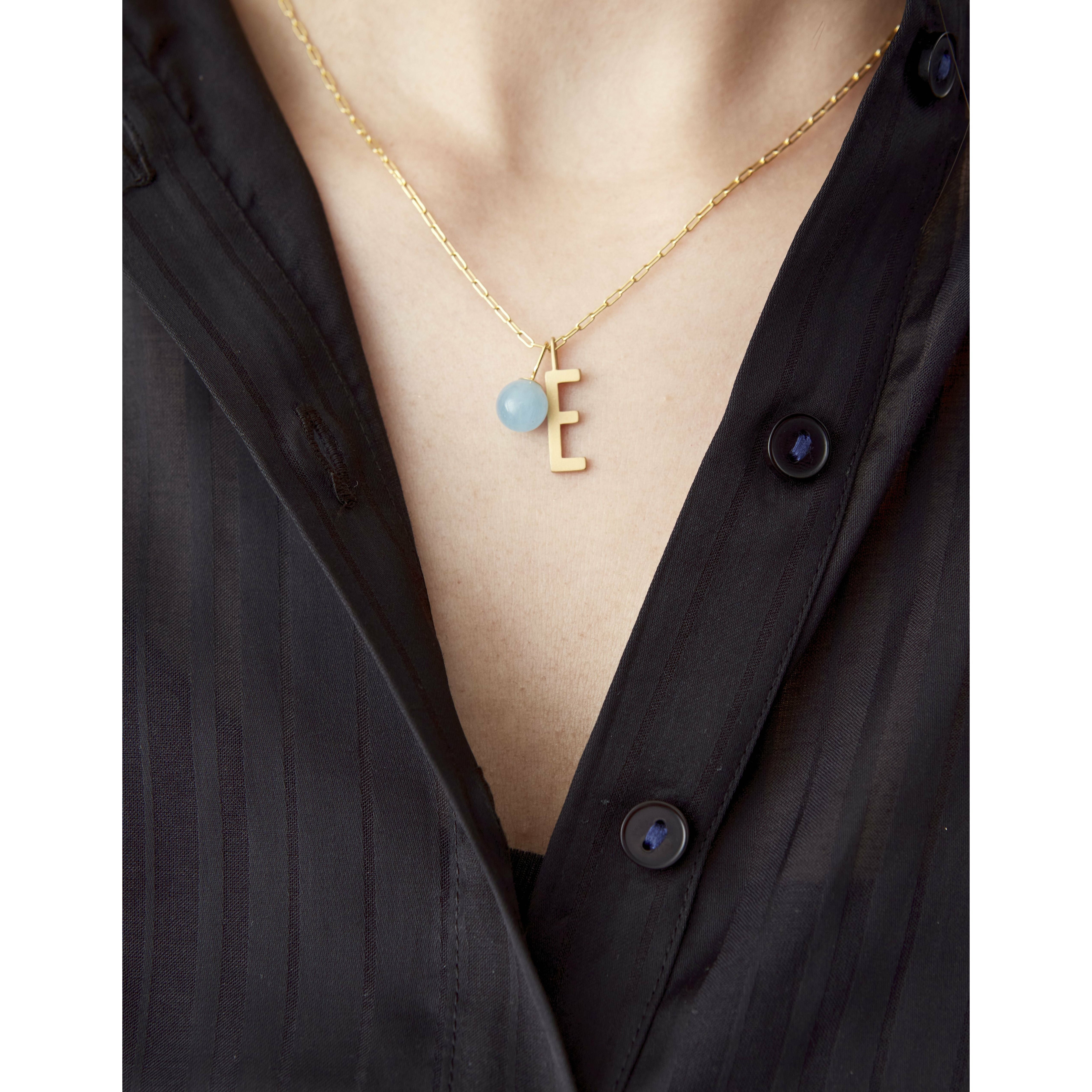 [product_category]-Design Letters Stone Drop Pendant 8mm 18k Gold Plated Silver, Aquamarine-Design Letters-5710498189341-90302021AQUAMARINE-DES-2