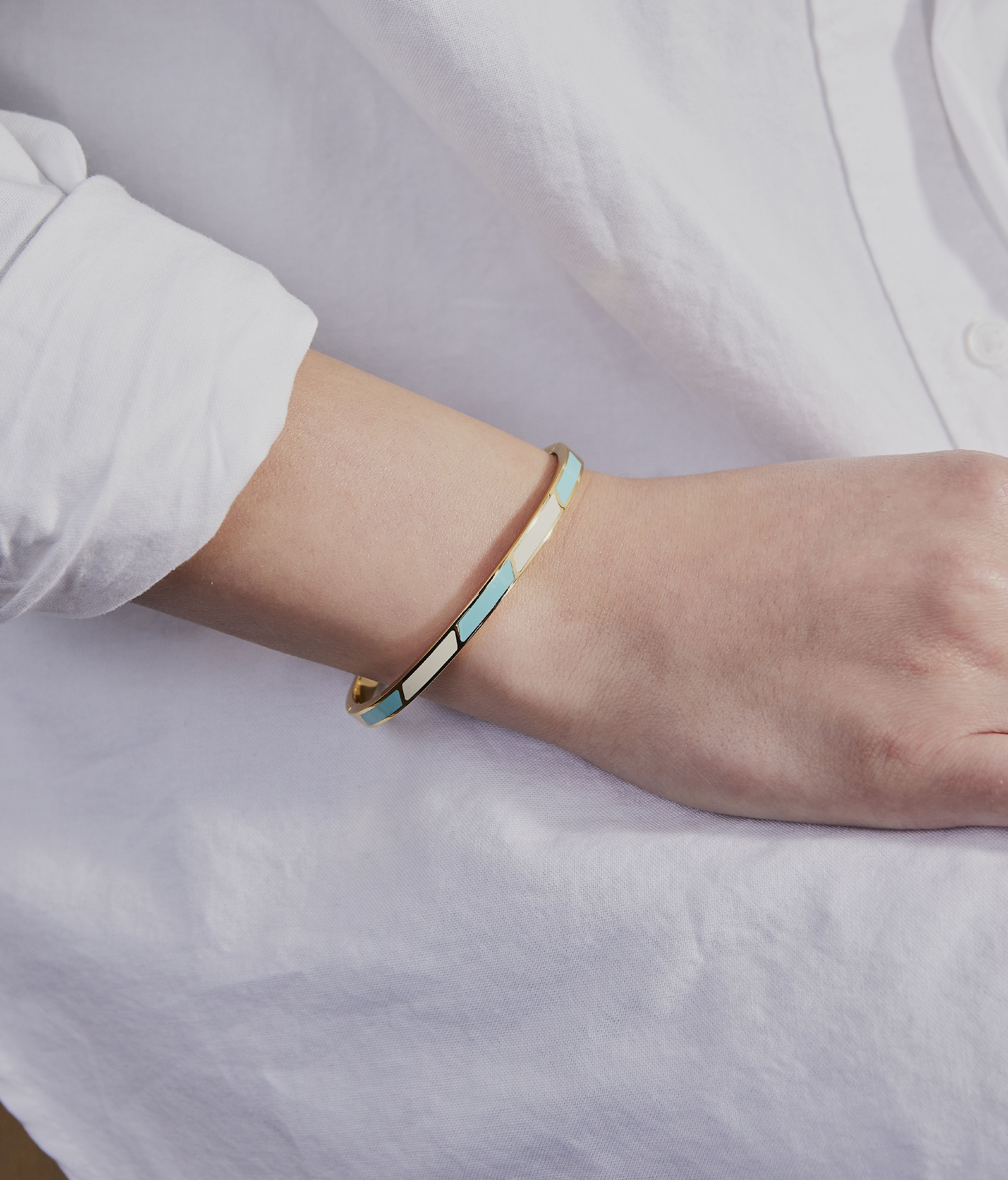 [product_category]-Design Letters Striped Candy Bangle, Turquoise/White-Design Letters-5710498192846-90502003TURQWHITE-DES-2
