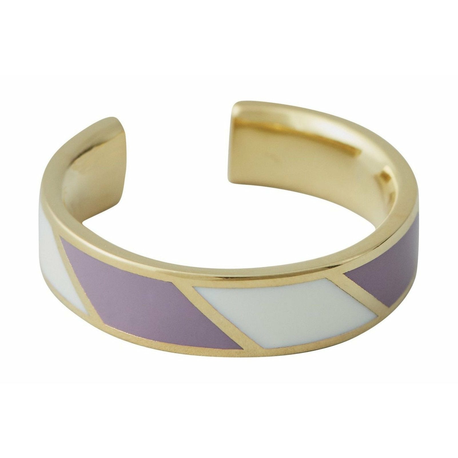[product_category]-Design Letters Striped Candy Ring Brass Gold Platted, Violet/White-Design Letters-5710498189082-90604013DPWHITE-DES-1
