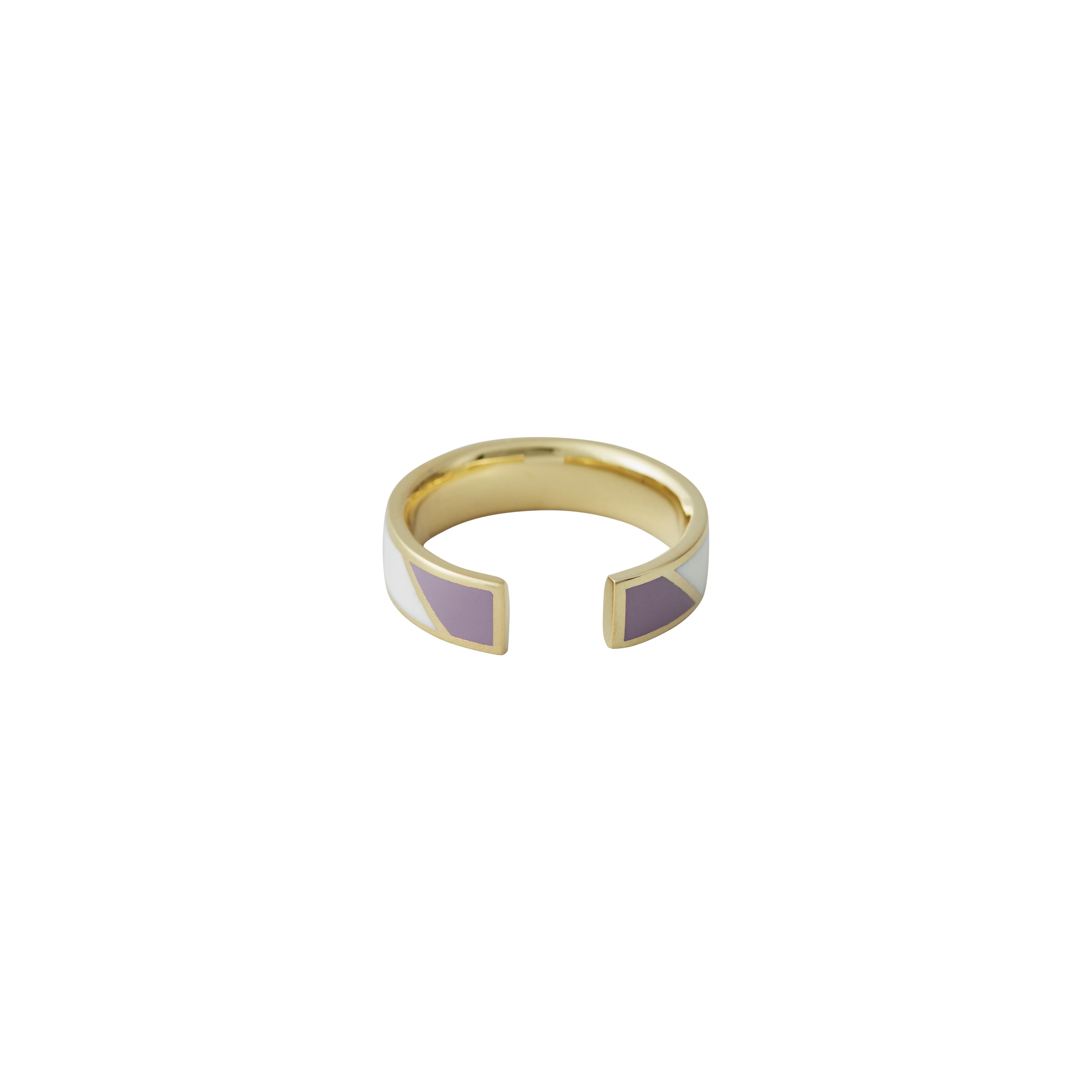 [product_category]-Design Letters Striped Candy Ring Brass Gold Platted, Violet/White-Design Letters-5710498189082-90604013DPWHITE-DES-2