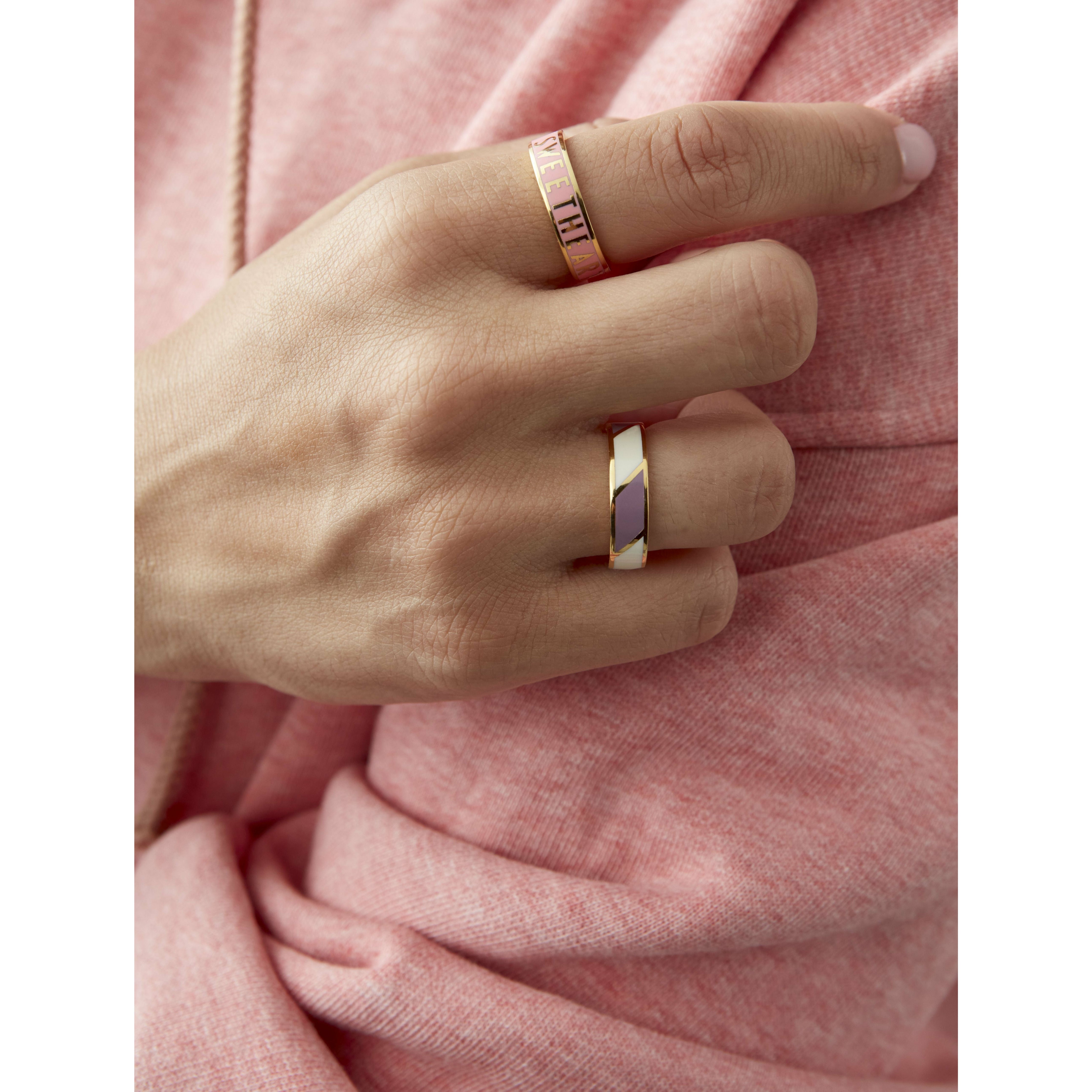 [product_category]-Design Letters Striped Candy Ring Brass Gold Platted, Violet/White-Design Letters-5710498189082-90604013DPWHITE-DES-3