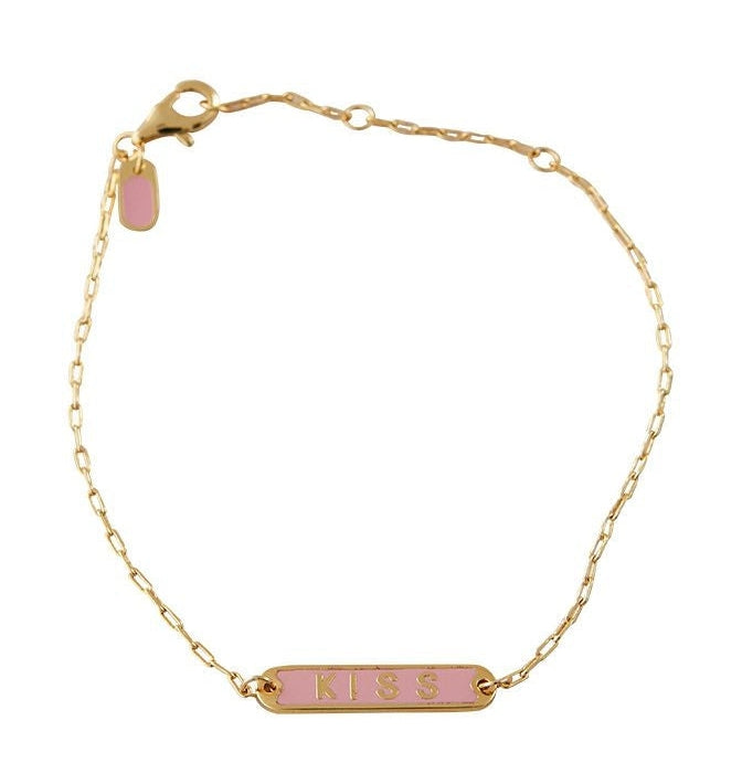 [product_category]-Design Letters Word Candy Bangle Kiss Brass Gold Platted, Pink-Design Letters-5710498192860-90501006PINKKISS-DES-1