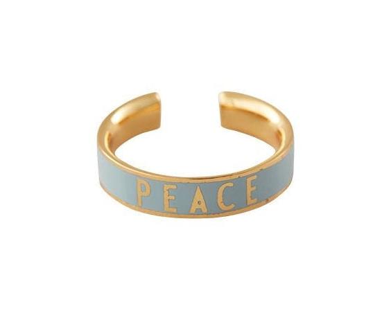 [product_category]-Design Letters Word Candy Ring Peace Brass Gold Platted, Light Blue-Design Letters-5710498192709-90604012LBPEACE-DES-1