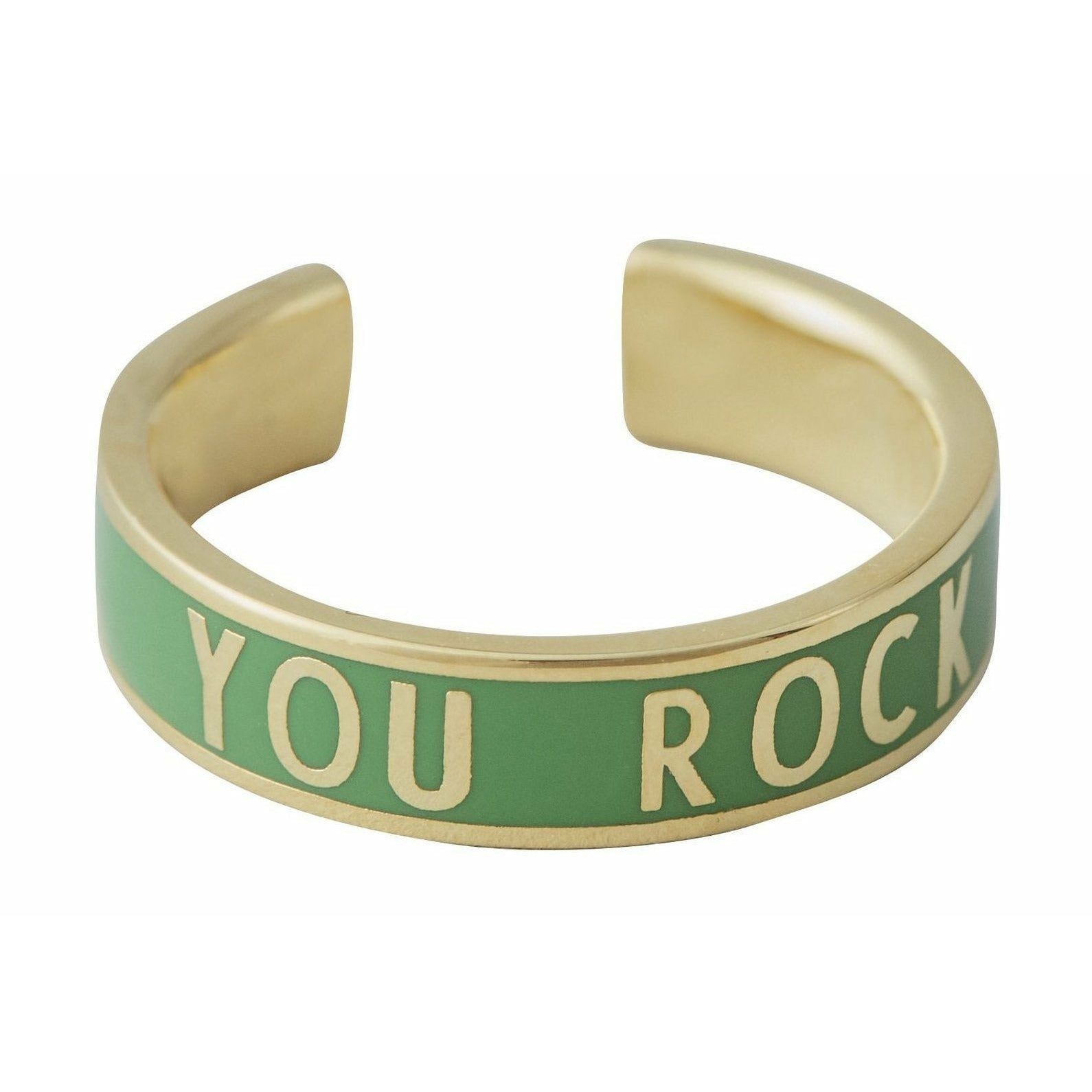 [product_category]-Design Letters Word Candy Ring You Rock Brass Gold Platted, Green-Design Letters-5710498189136-90604012GGYOUROCK-DES-1