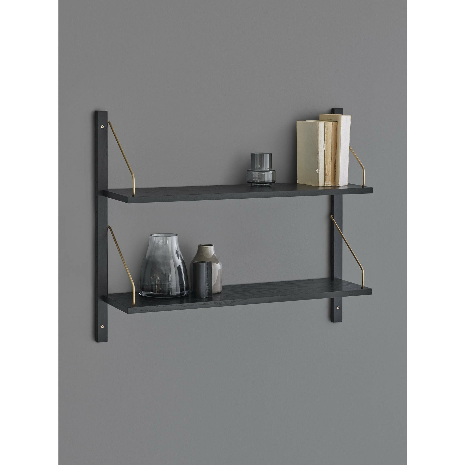 [product_category]-Dk3 Royal System Shelf Oak Black Lacquered/Brass, 24x83x74 Cm-DK3-ROYAL-H70-BLACKLACQUERED-D24-BRASS-DK3-2