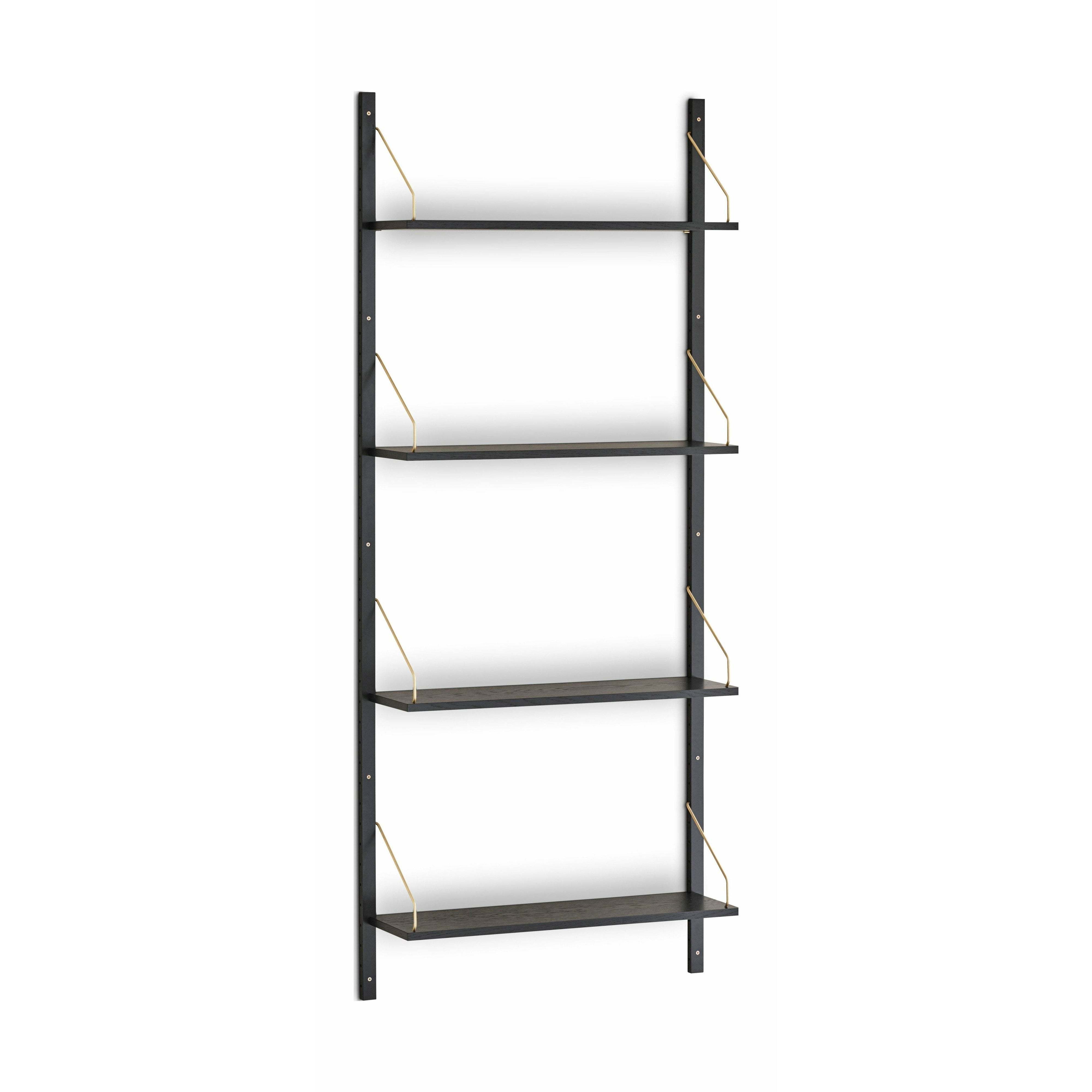 [product_category]-Dk3 Royal System Shelf Oak Black Lacquered/Brass, 30x83x204 Cm-DK3-ROYAL-H200-BLACKLAQUERED-D30-BRASS-DK3-1