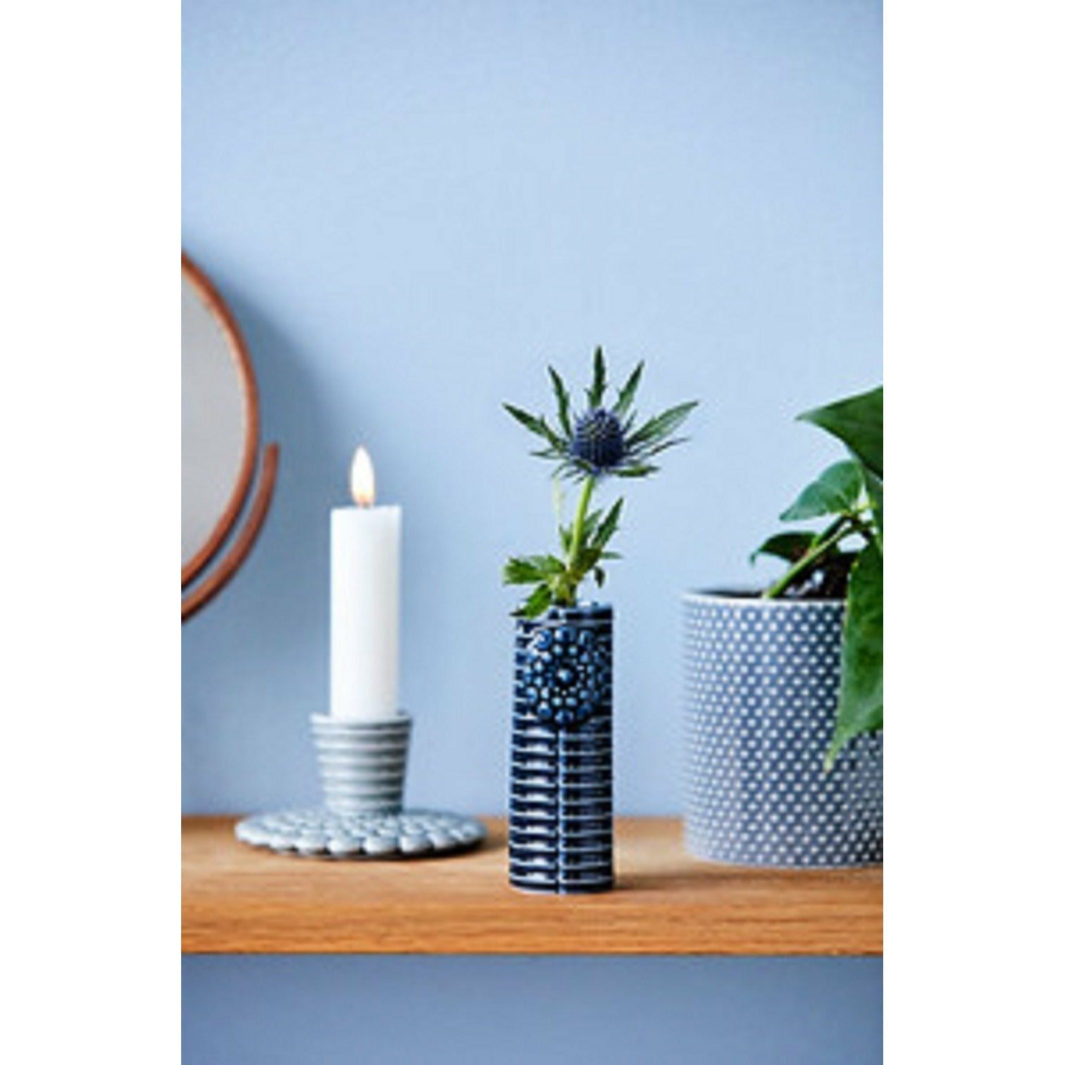[product_category]-Dottir Pipanella Lines Flower Candle Holder Dark, 8cm-Dottir-5712466005523-11732-DOT-3