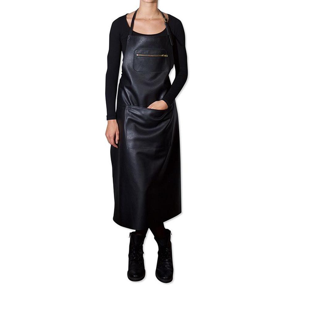 DutchDeluxes Zástěra ve stylu zipky Classic Leather Extra Long, Black
