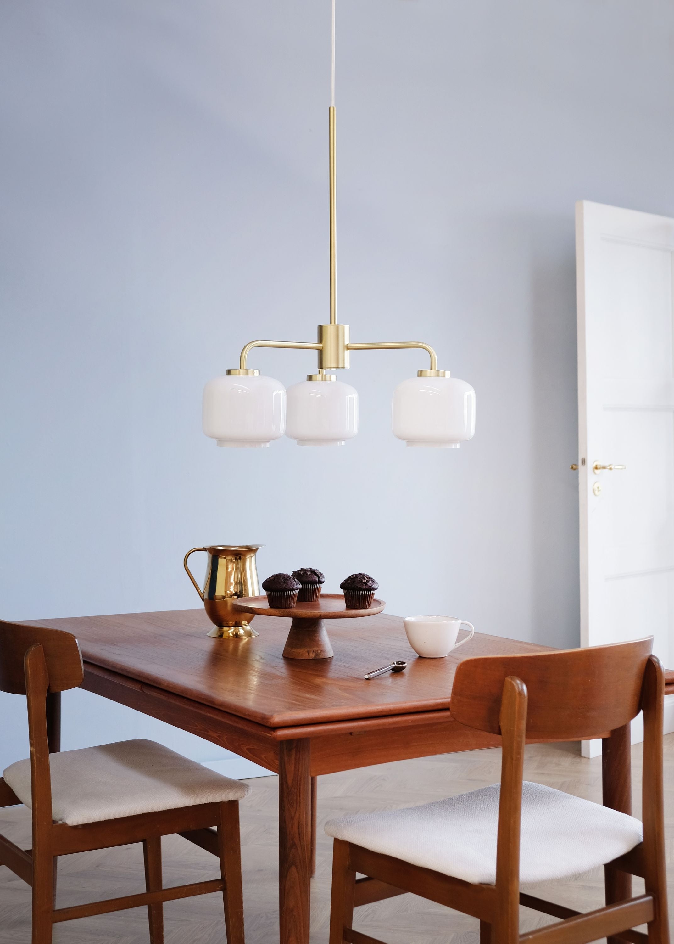 [product_category]-Dyberg Larsen Arp 3 Armed Chandelier, Opal/Brass-Dyberg Larsen-5704709082613-8261-DYB-7
