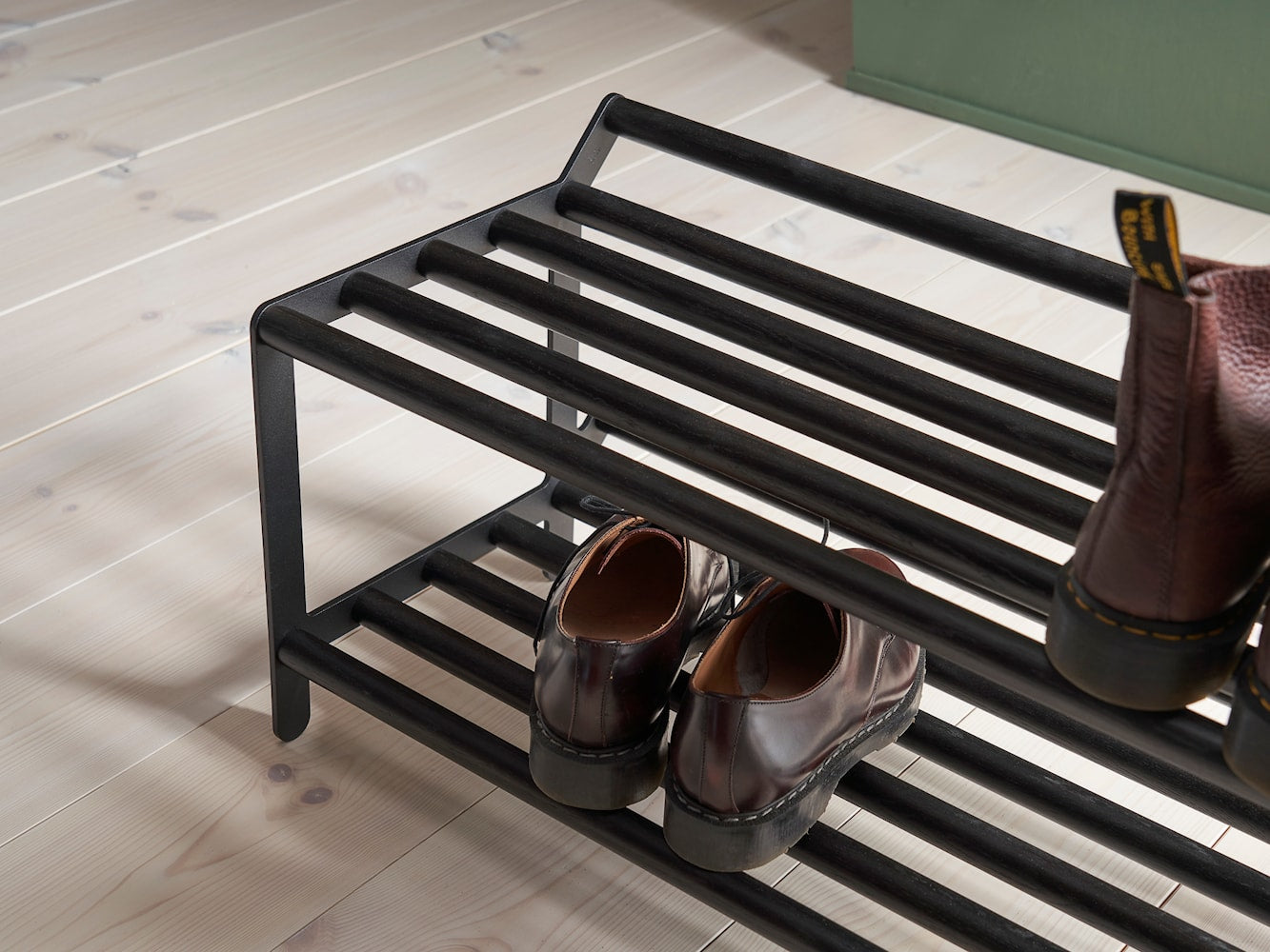 [product_category]-Essem Design Tambourine Shoe Rack Oak 60 Cm, Black Stained-Essem Design-7392157017493-50047-ESS-3