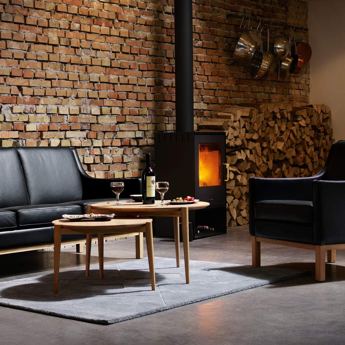 FDB Møbler D102 Søs konferenční stolek Ø85 cm, černý dub