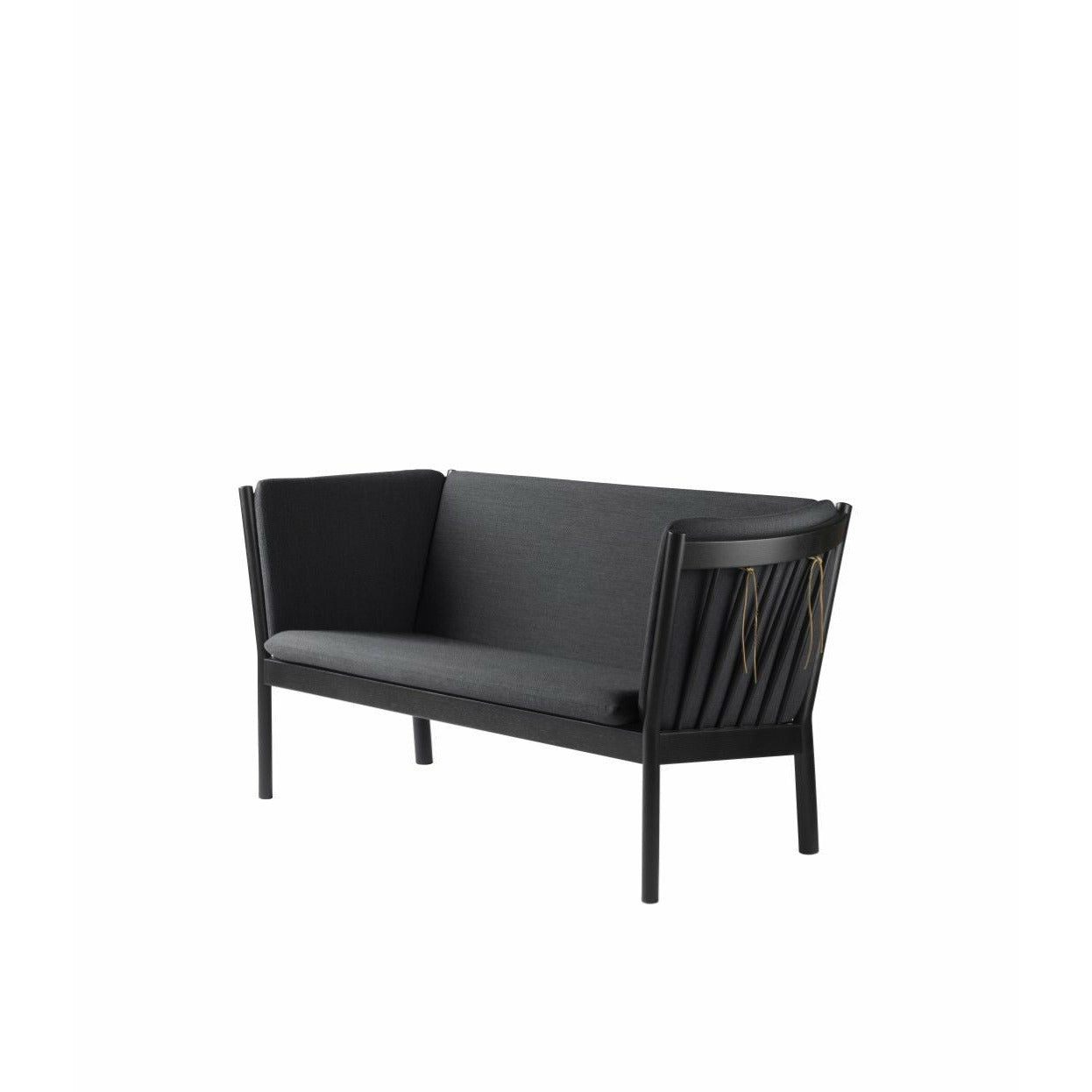 FDB Møbler J148 Two Seater Sofa Black Lacquered Oak, tmavě šedá látka