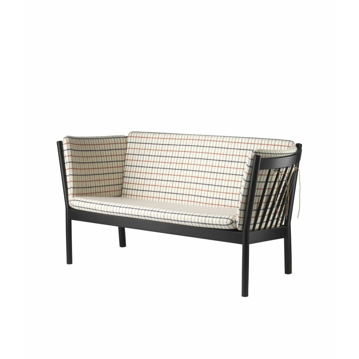 FDB Møbler J148 Two Seater pohovka, černá/červená kostkovaná kostka