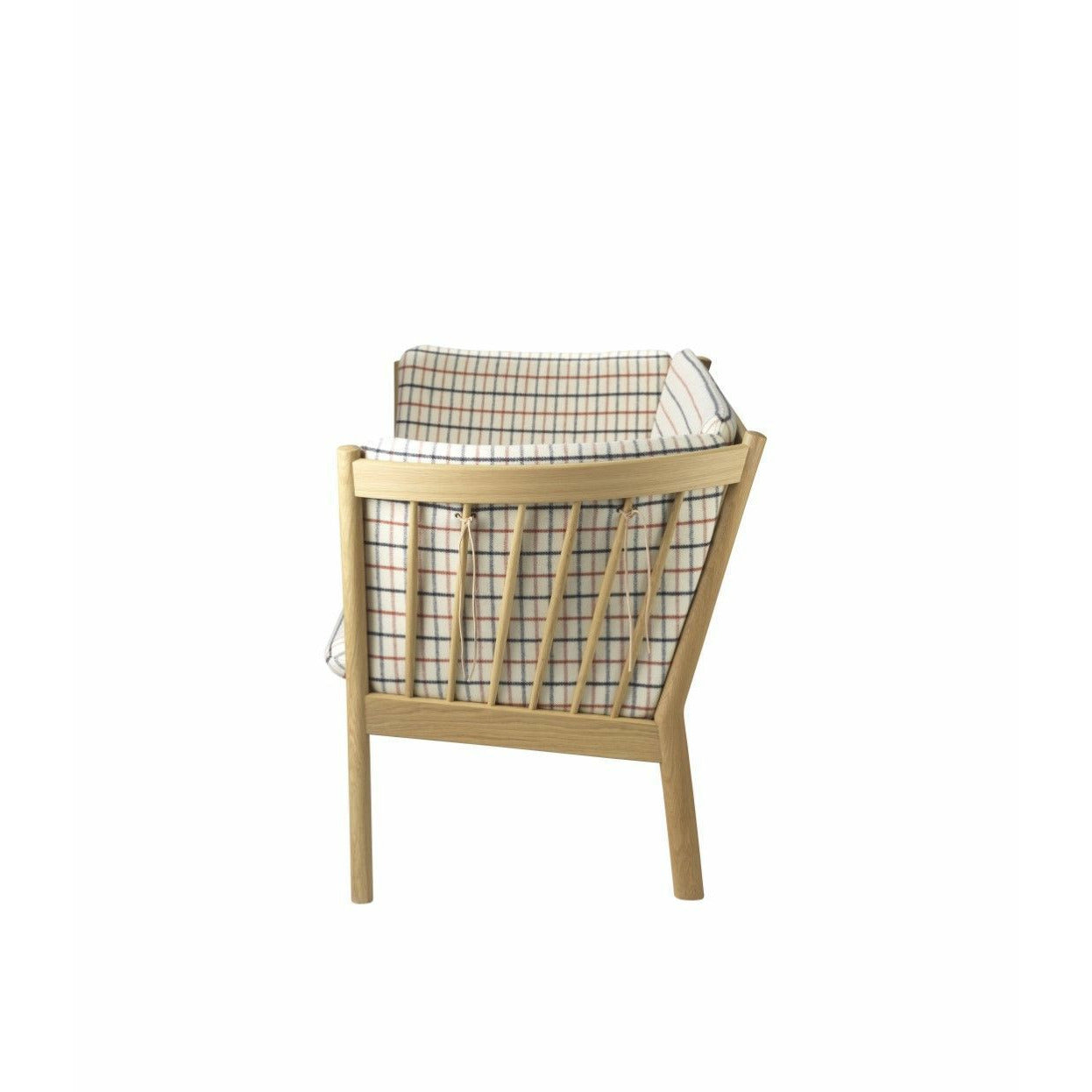 FDB Møbler J148 Two Seater pohovka, přírodní/červená kostkovaná kostka