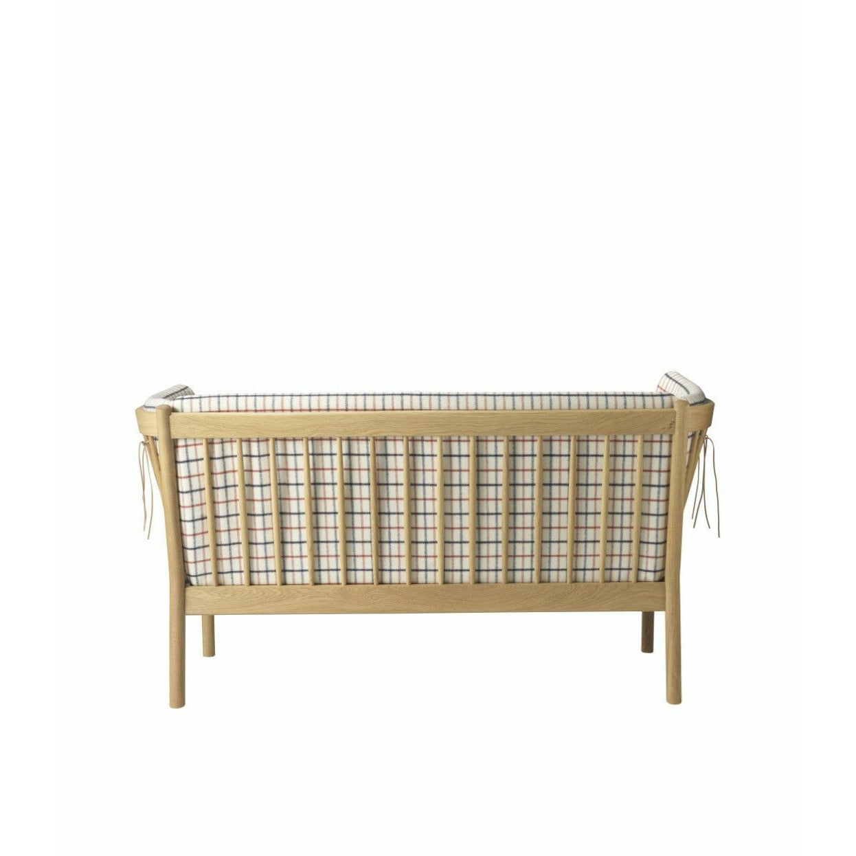 FDB Møbler J148 Two Seater pohovka, přírodní/červená kostkovaná kostka