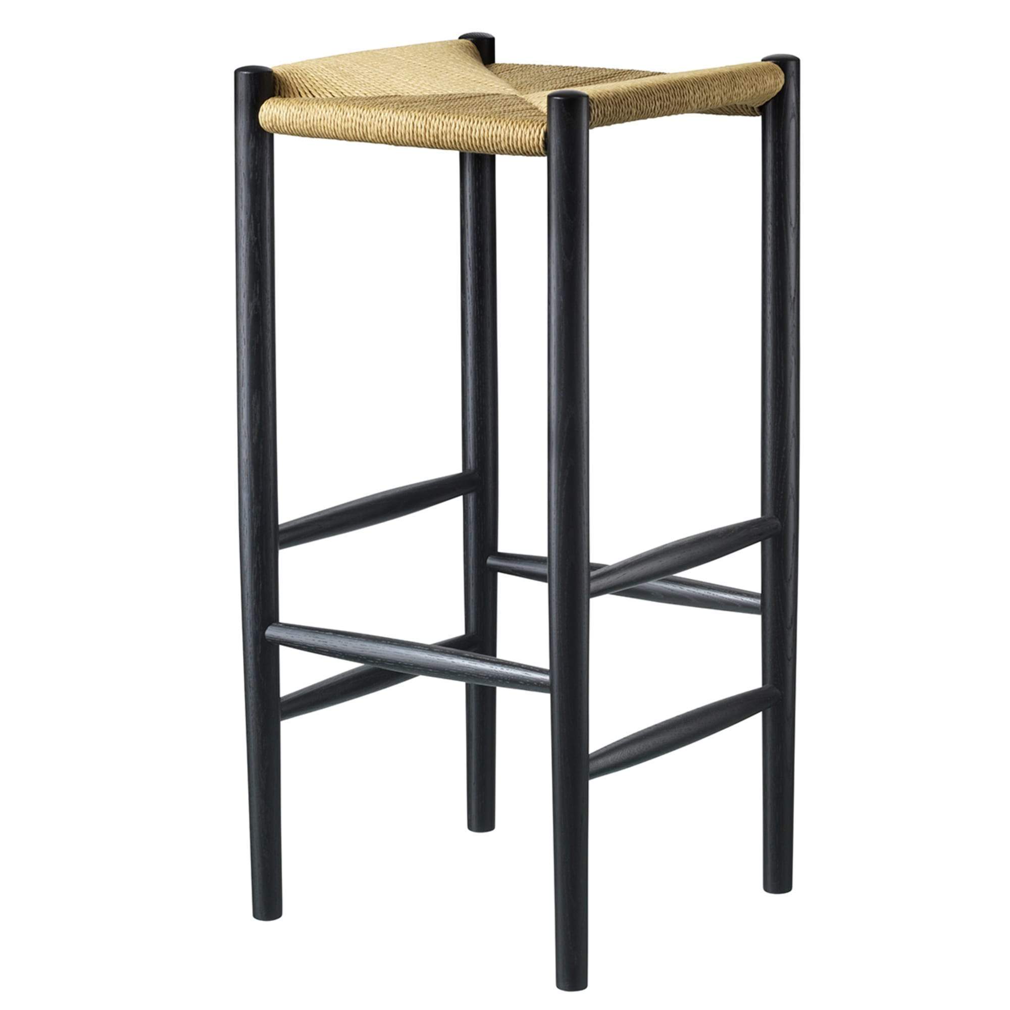 FDB Møbler J164 B Jørgen Bækmark Bar Stool, černá/přirozená cop