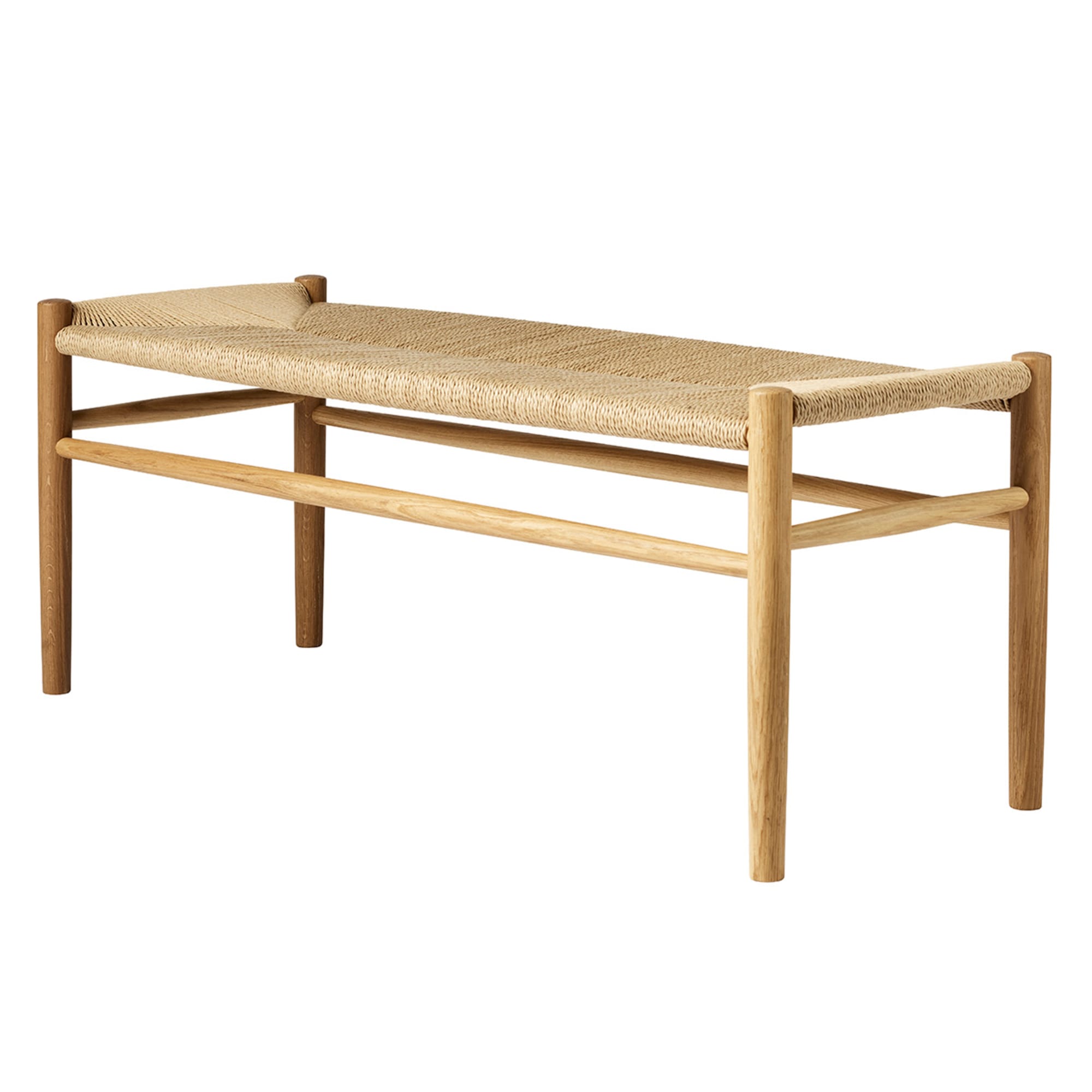 FDB Møbler J83 B Bækmark Bench, Matt Lacquered Oak/Natural Wicker