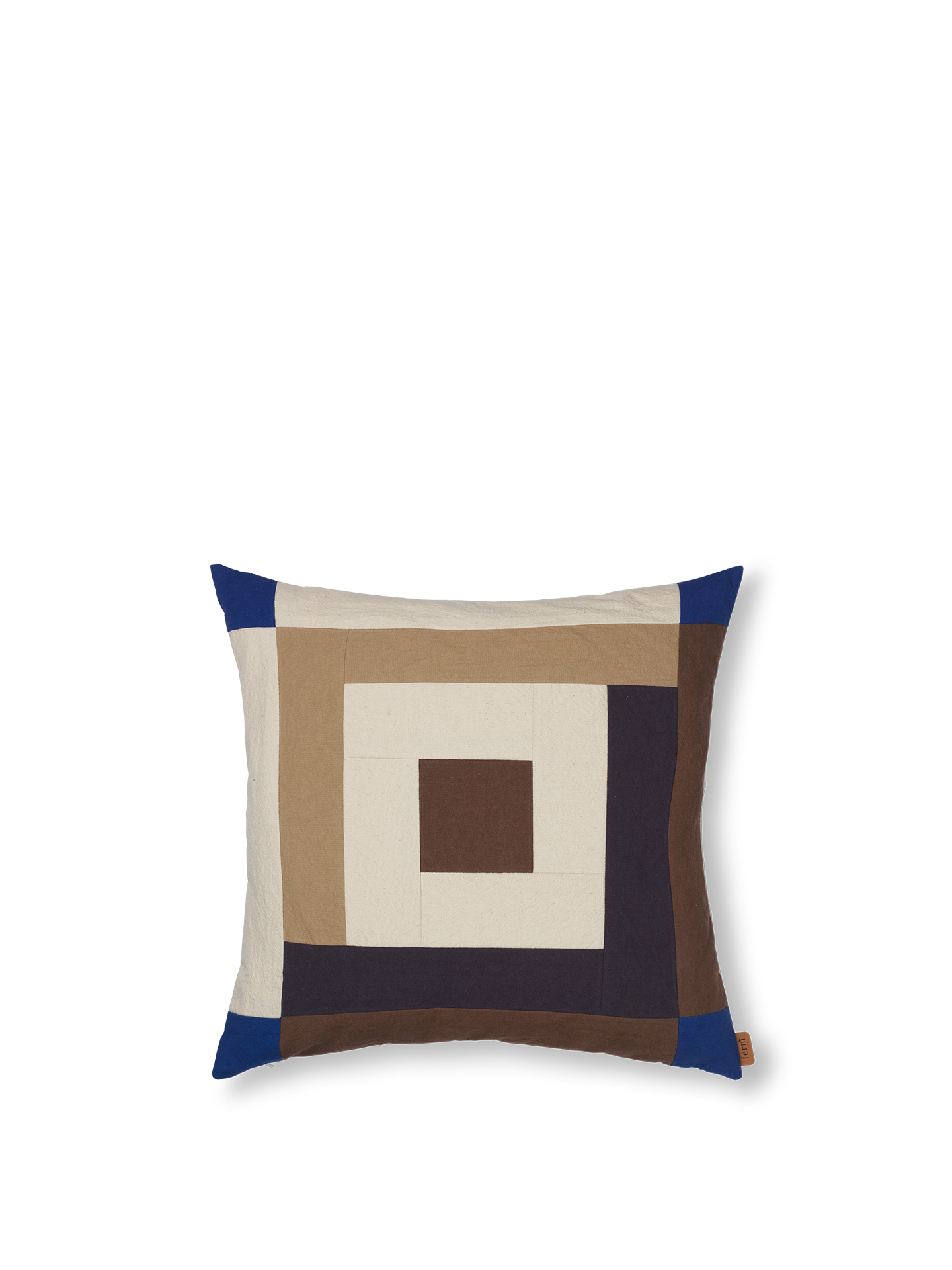 [product_category]-Ferm Living Border Patchwork Cushion Carob Brown/Bright Blue-Ferm Living-5704723316299-1104268644-FER-1