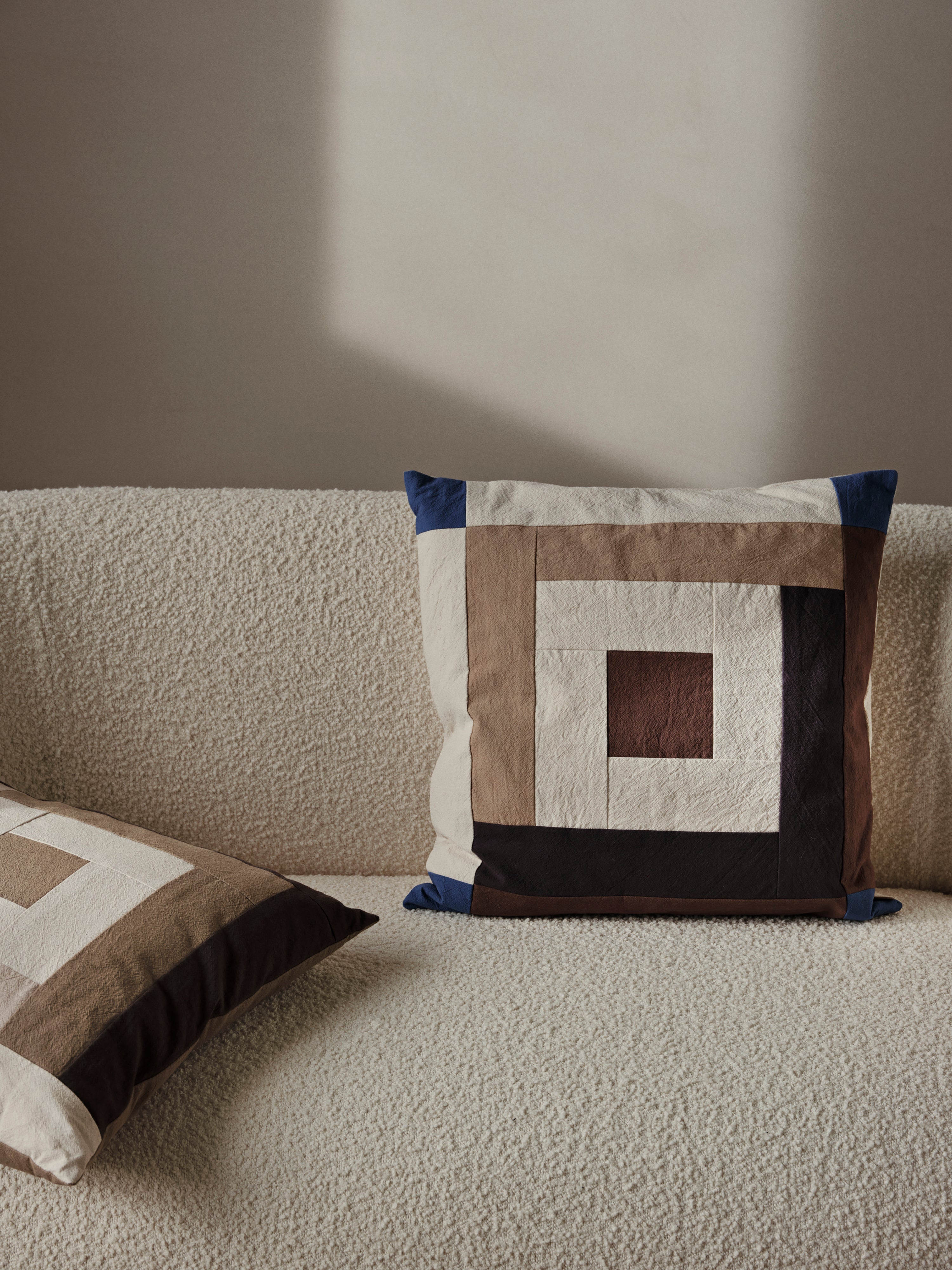 [product_category]-Ferm Living Border Patchwork Cushion Carob Brown/Bright Blue-Ferm Living-5704723316299-1104268644-FER-2