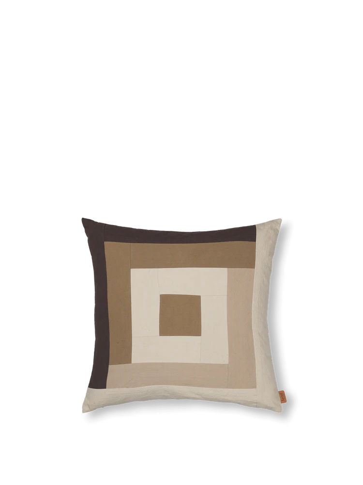 [product_category]-Ferm Living Border Patchwork Cushion Cover Coffee/Dark Sand-Ferm Living-5704723323037-1104269318-FER-1