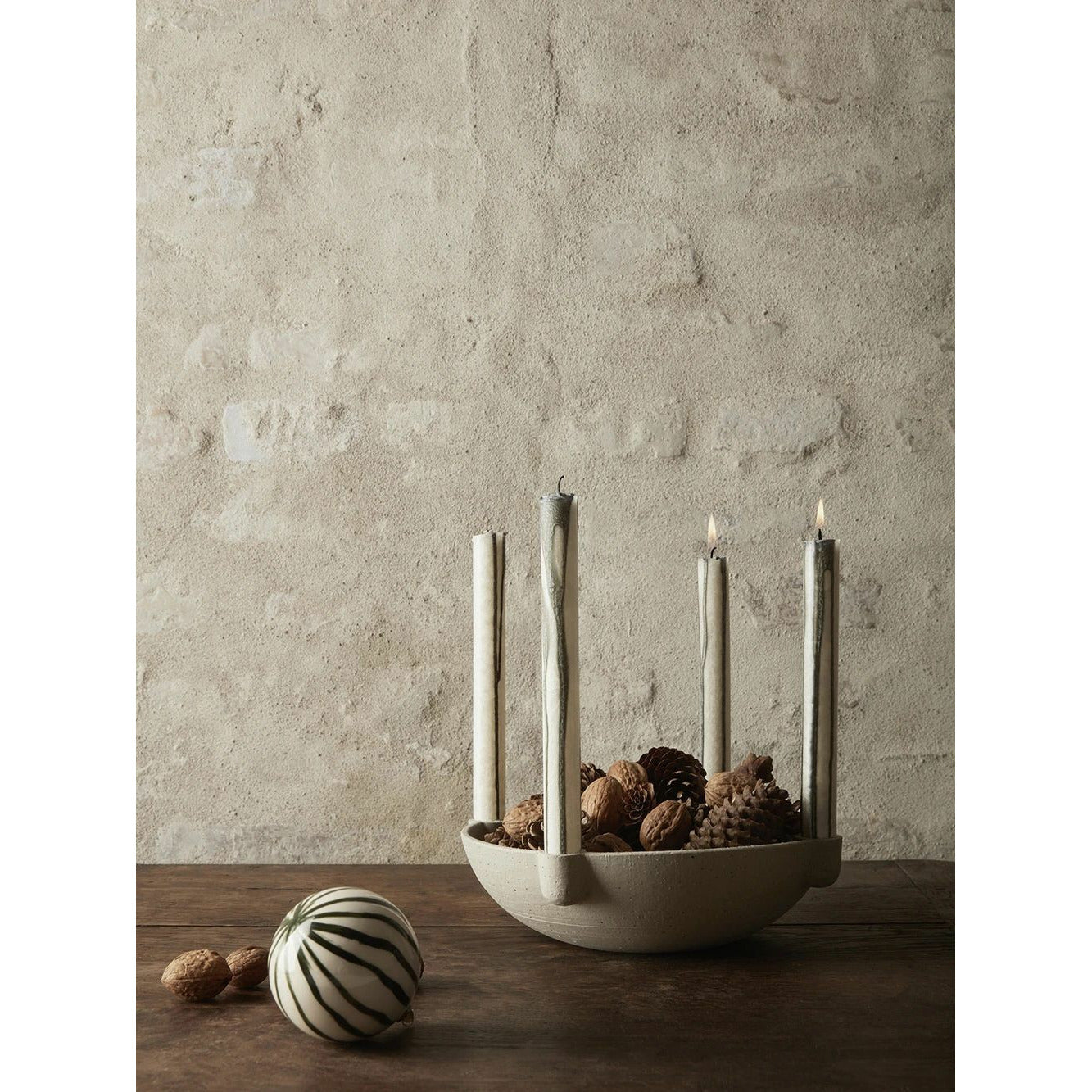 [product_category]-Ferm Living Bowl Candle Holder Large Ceramic, Light Grey-Ferm Living-5704723260974-1104263131-FER-3