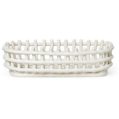 [product_category]-Ferm Living Ceramic Basket Oval, Off White-Ferm Living-5704723275046-1104264538-FER-1