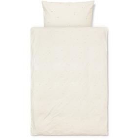Ferm Living Dot Emboidery Bed Linen z bílé, zlato