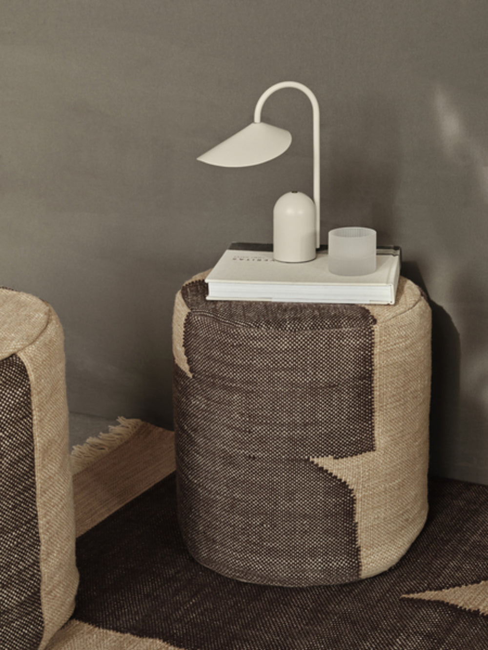 [product_category]-Ferm Living Forene Cylinder Pouf Tan/Chocolate-Ferm Living-5704723319177-1104268932-FER-2