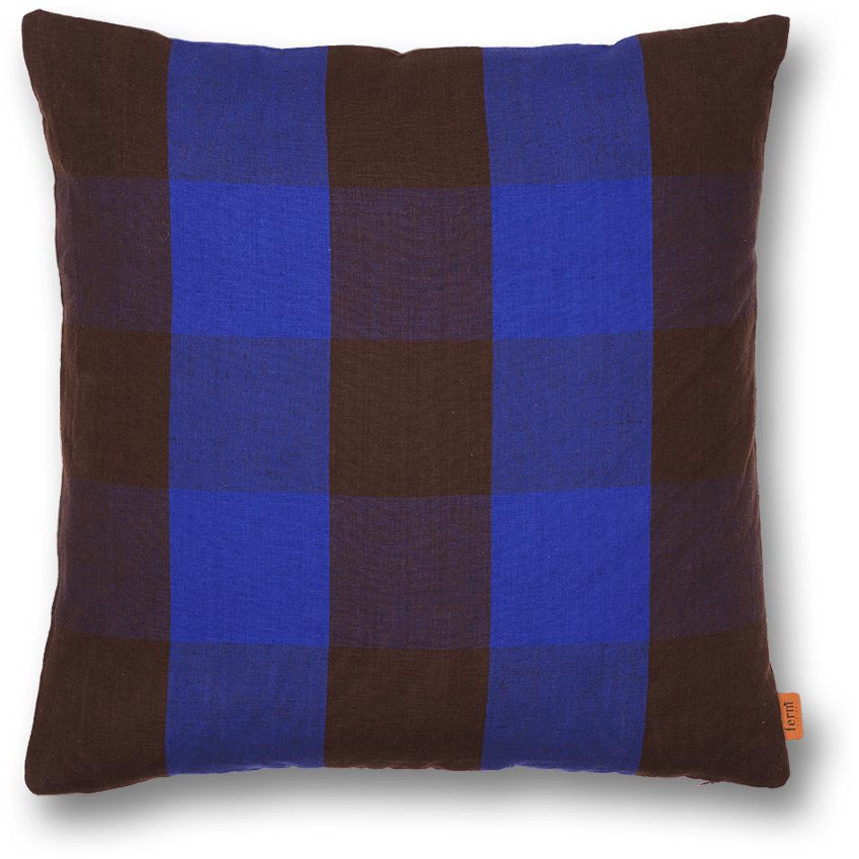 [product_category]-Ferm Living Grand Cushion, Chocolate/Bright Blue-Ferm Living-5704723272748-1104264308-FER-1