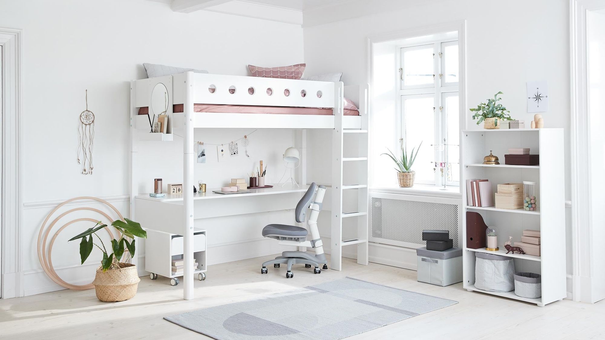[product_category]-FLEXA High bed w. straight ladder and desk-FLEXA-5706459138671-80-17525-40-FLE-2